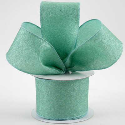 2.5" Fine Glitter on Royal Ribbon: Mint (10 Yards) Lifestyle Photo