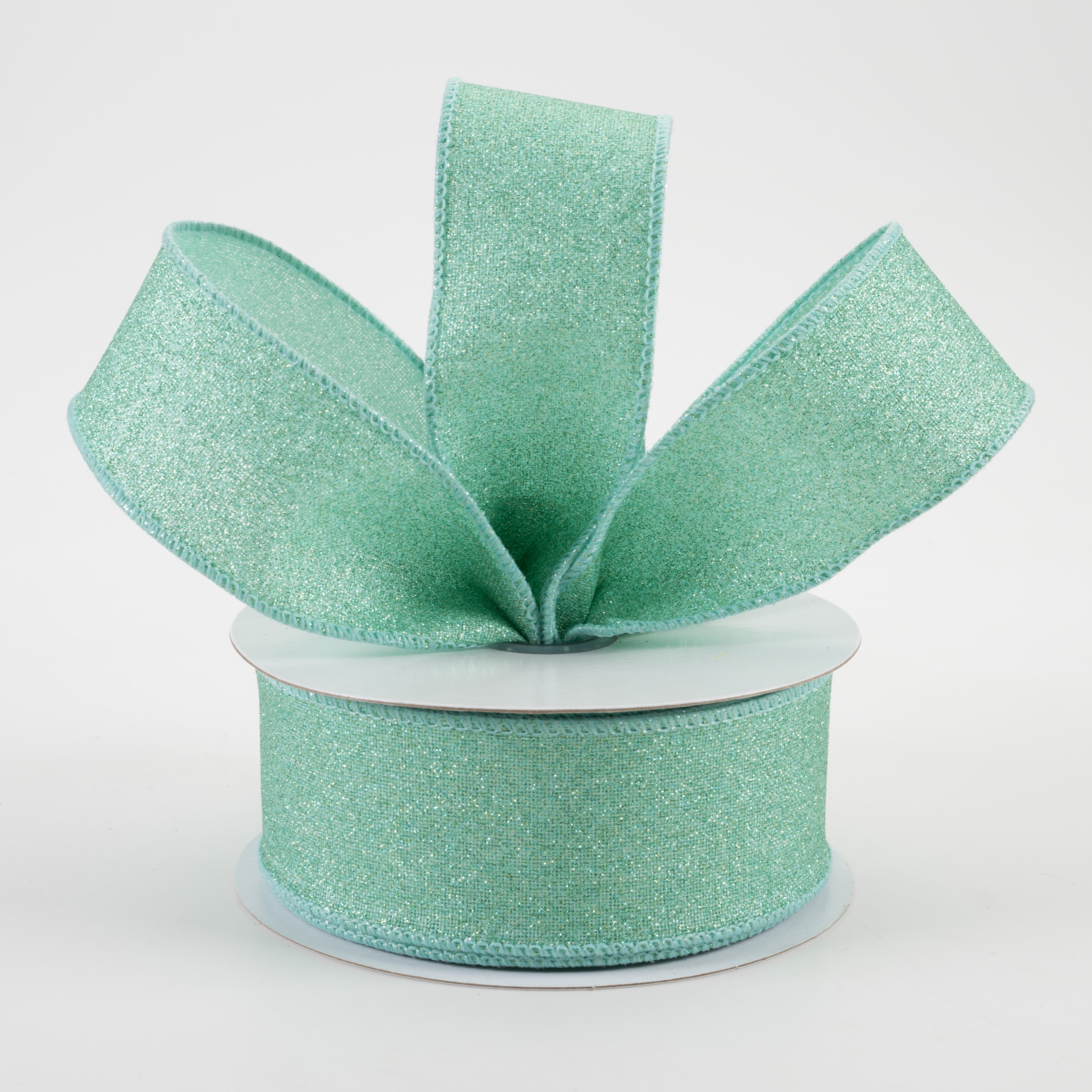 1.5" Fine Glitter on Royal Ribbon: Mint (10 Yards) Lifestyle Photo