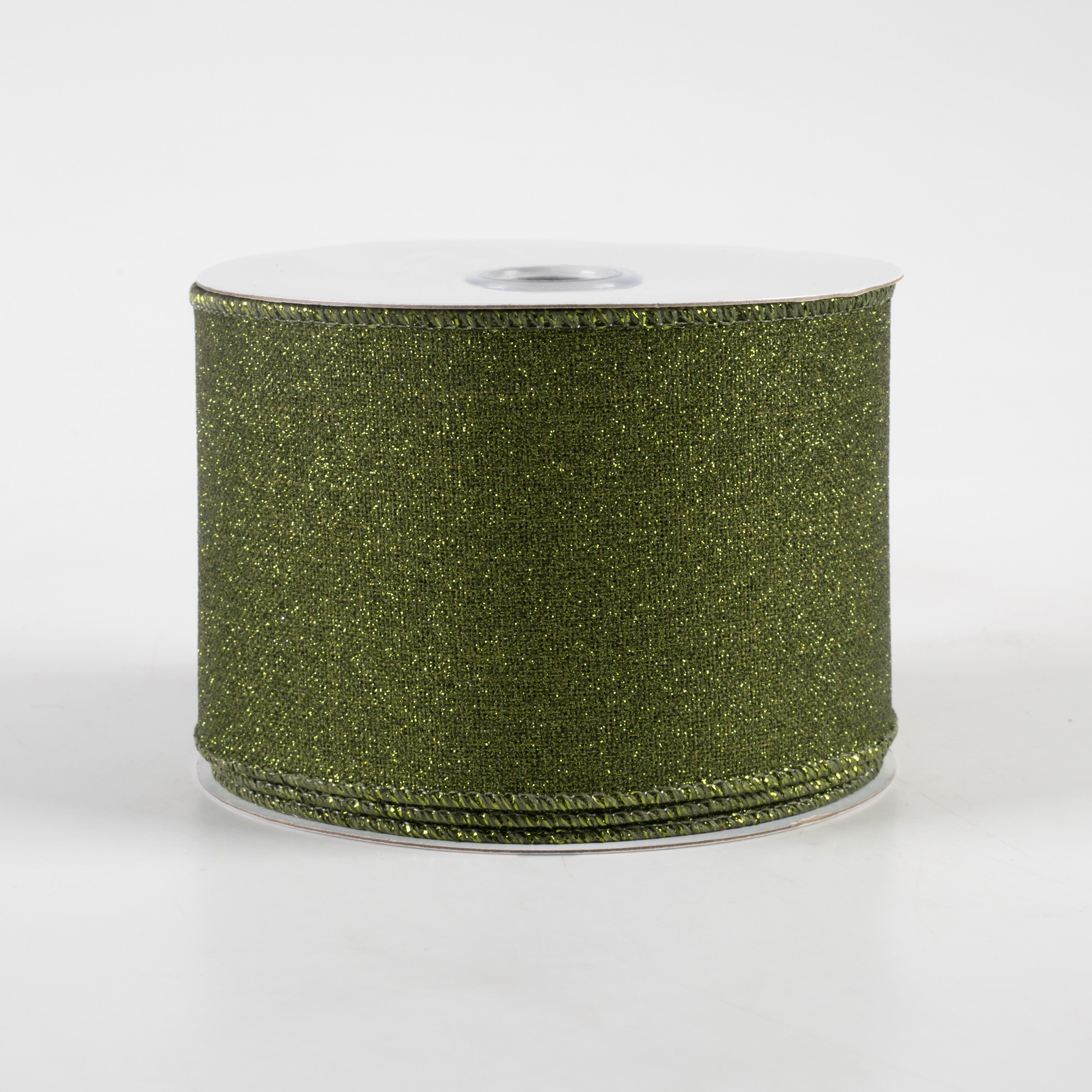 2.5" Fine Glitter on Royal Ribbon: Moss Green (10 Yards)