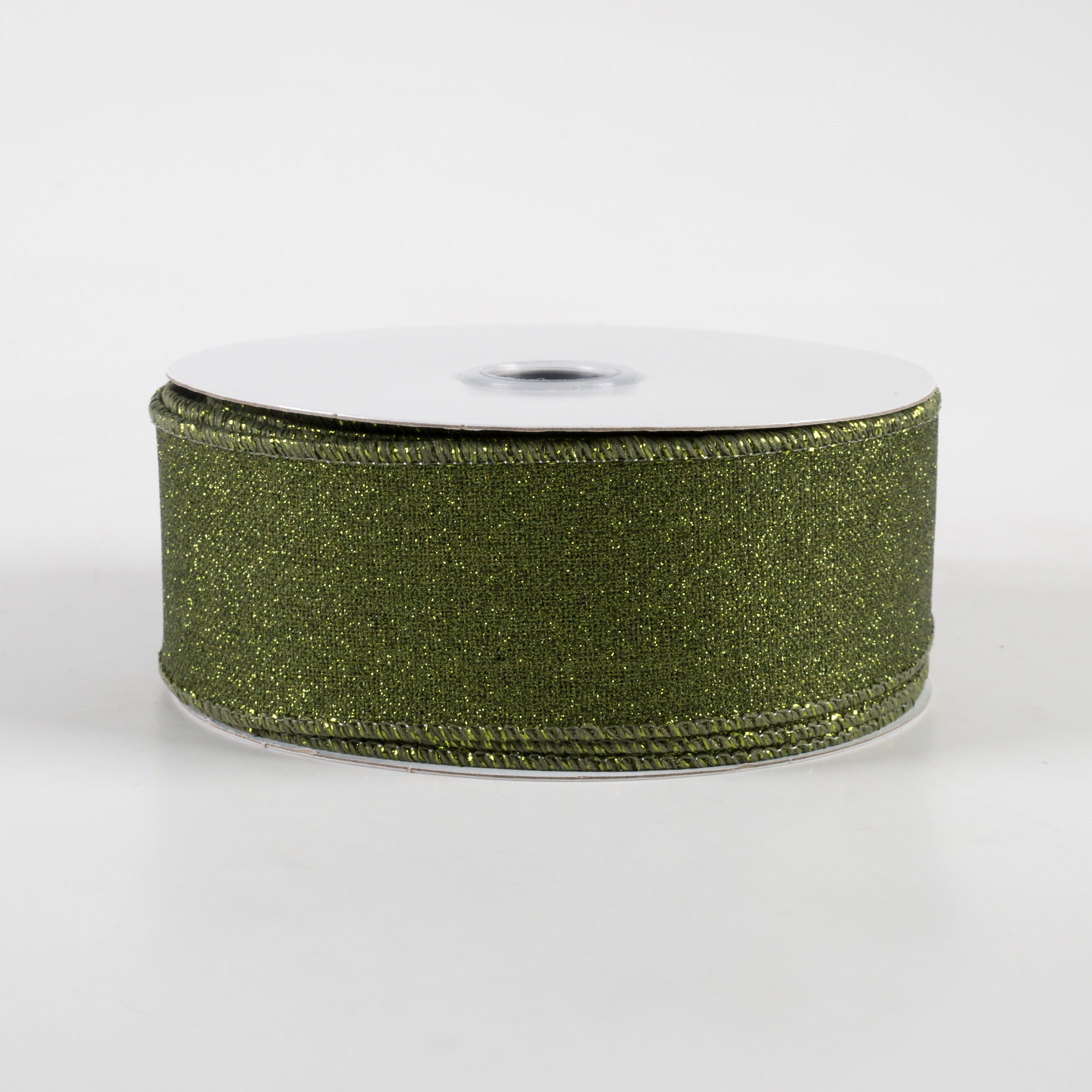 1.5" Fine Glitter on Royal Ribbon: Moss Green (10 Yards)