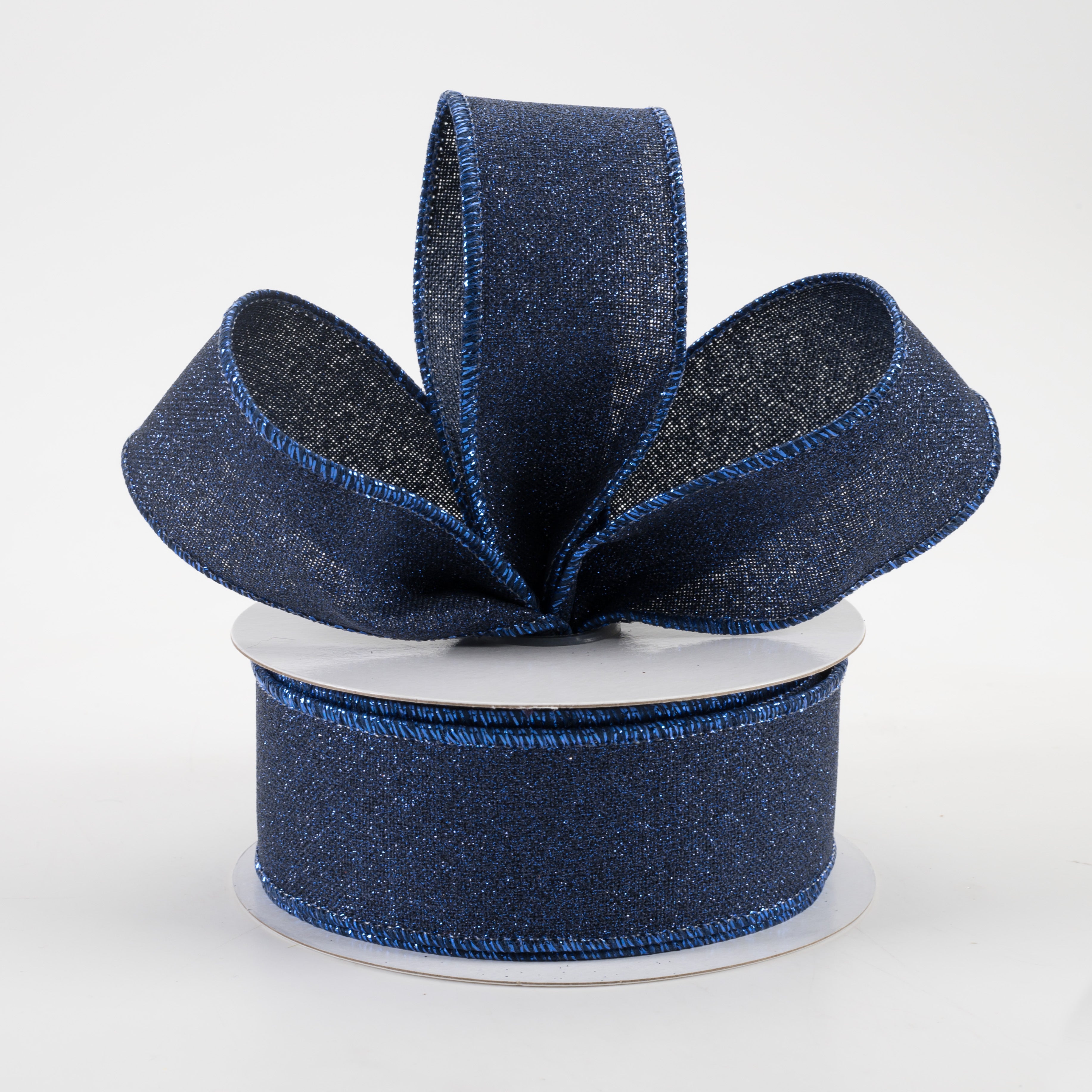 1.5" Fine Glitter on Royal Ribbon: Navy Blue (10 Yards) Lifestyle Photo