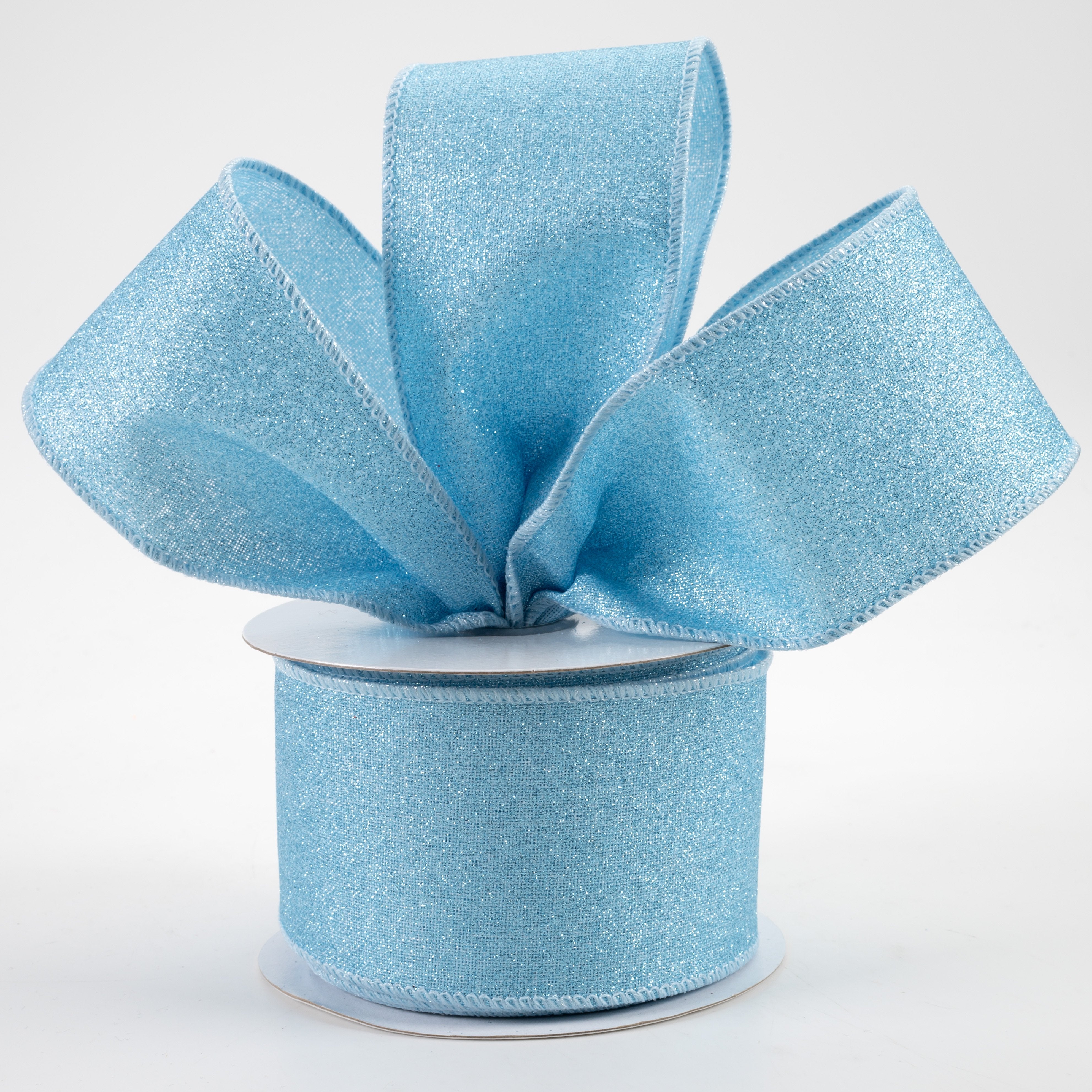 2.5" Fine Glitter on Royal Ribbon: Pale Blue (10 Yards) Lifestyle Photo
