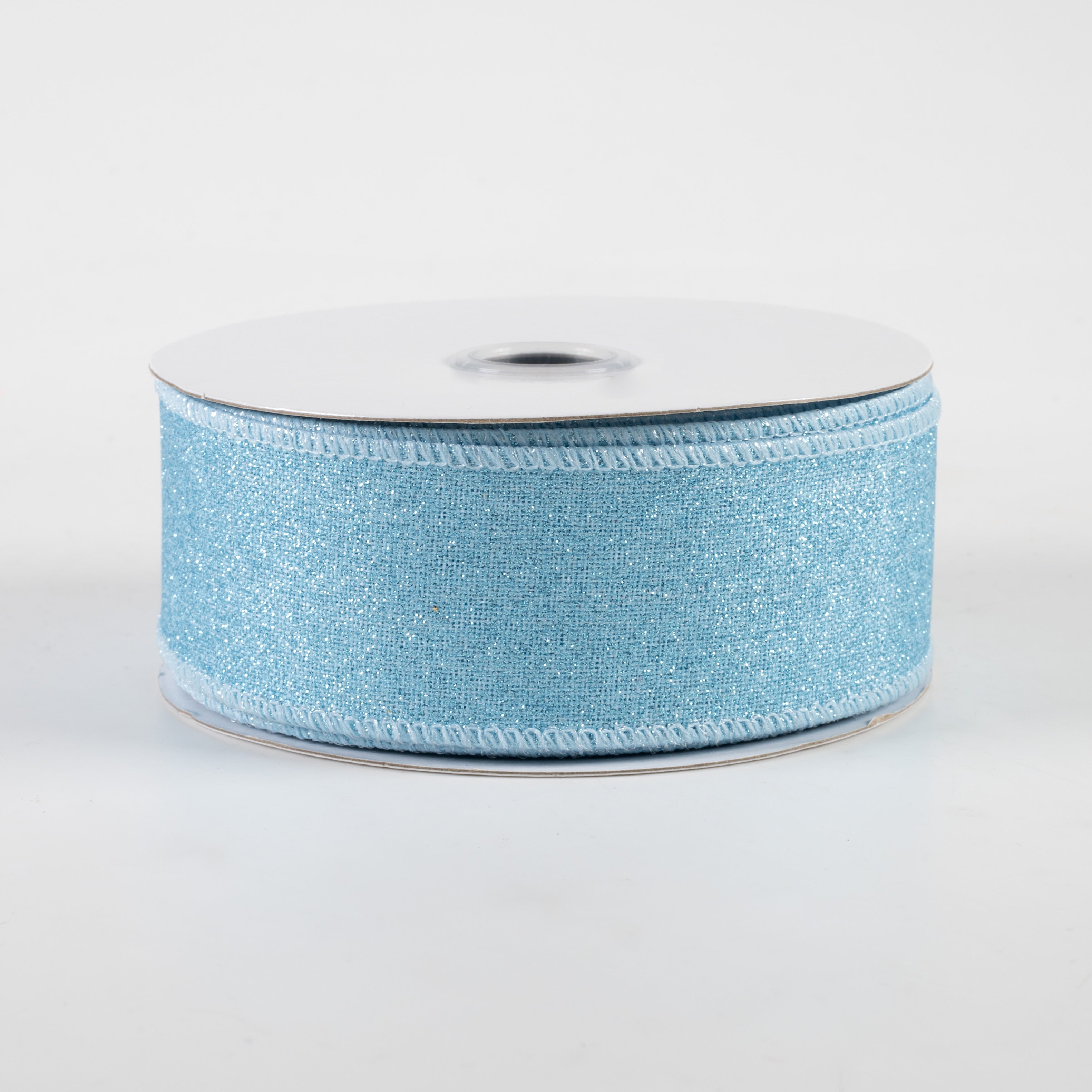 1.5" Fine Glitter on Royal Ribbon: Pale Blue (10 Yards)