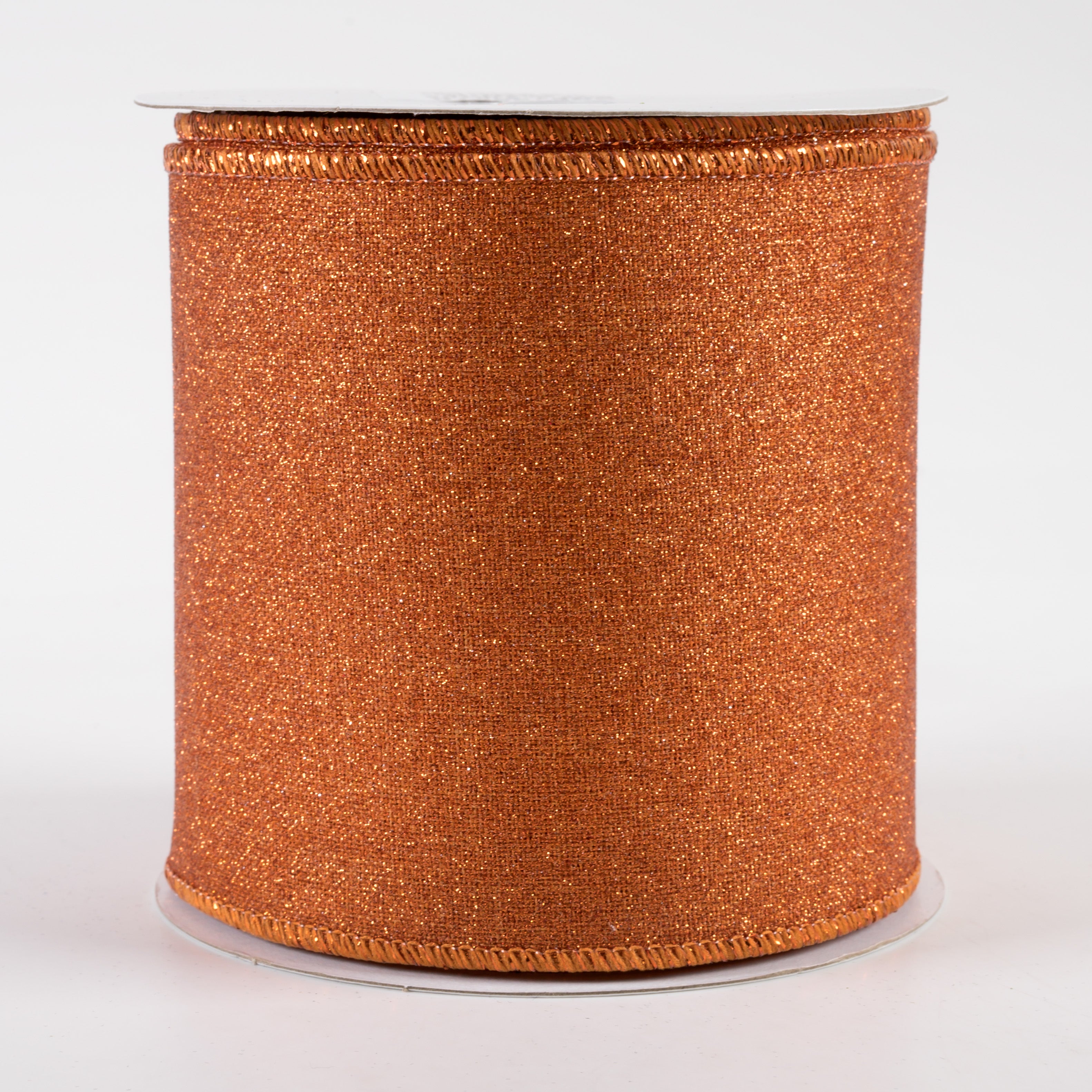 4" Fine Glitter on Royal Ribbon: Pumpkin Orange (10 Yards)