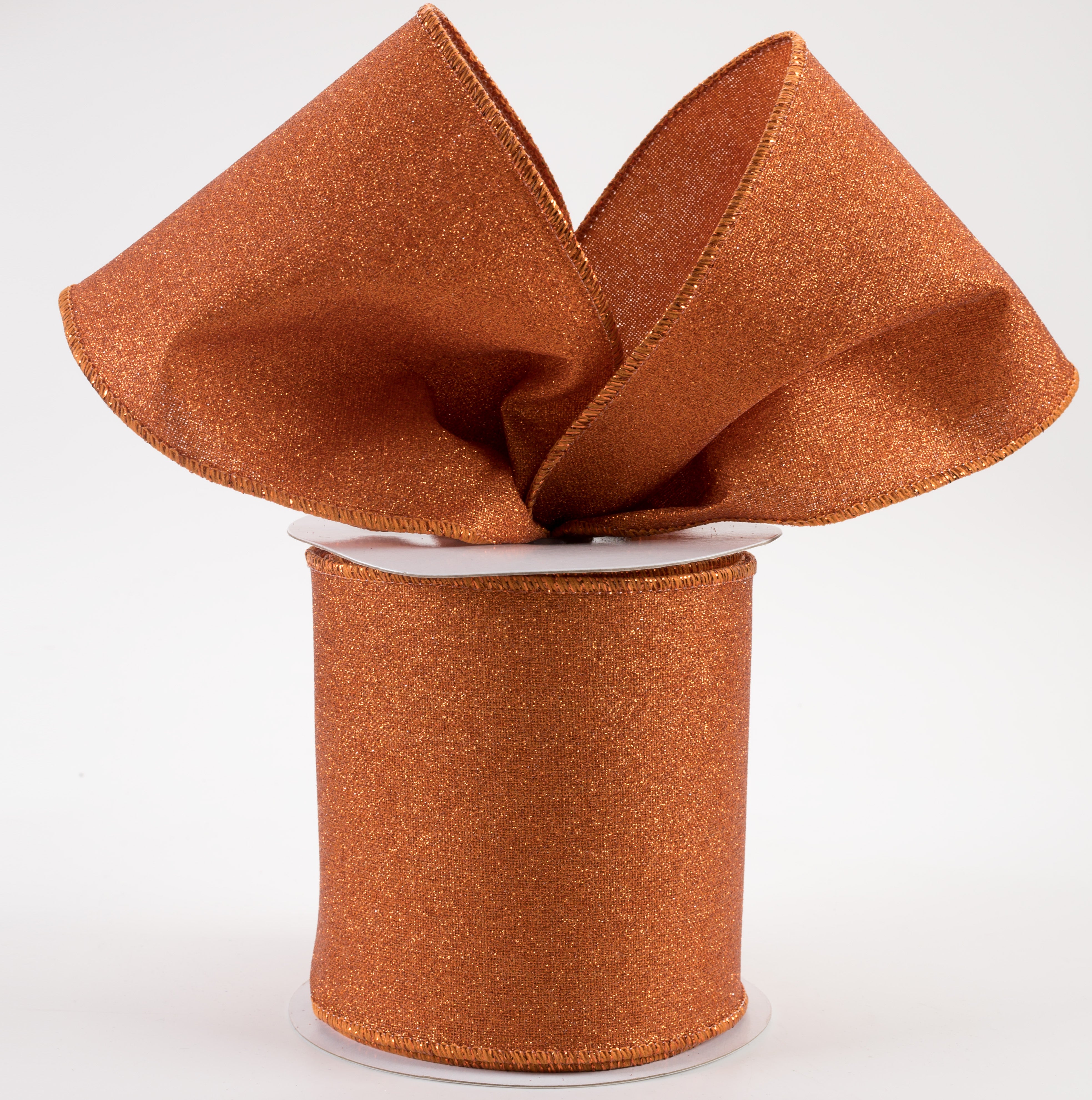 4" Fine Glitter on Royal Ribbon: Pumpkin Orange (10 Yards) Lifestyle Photo