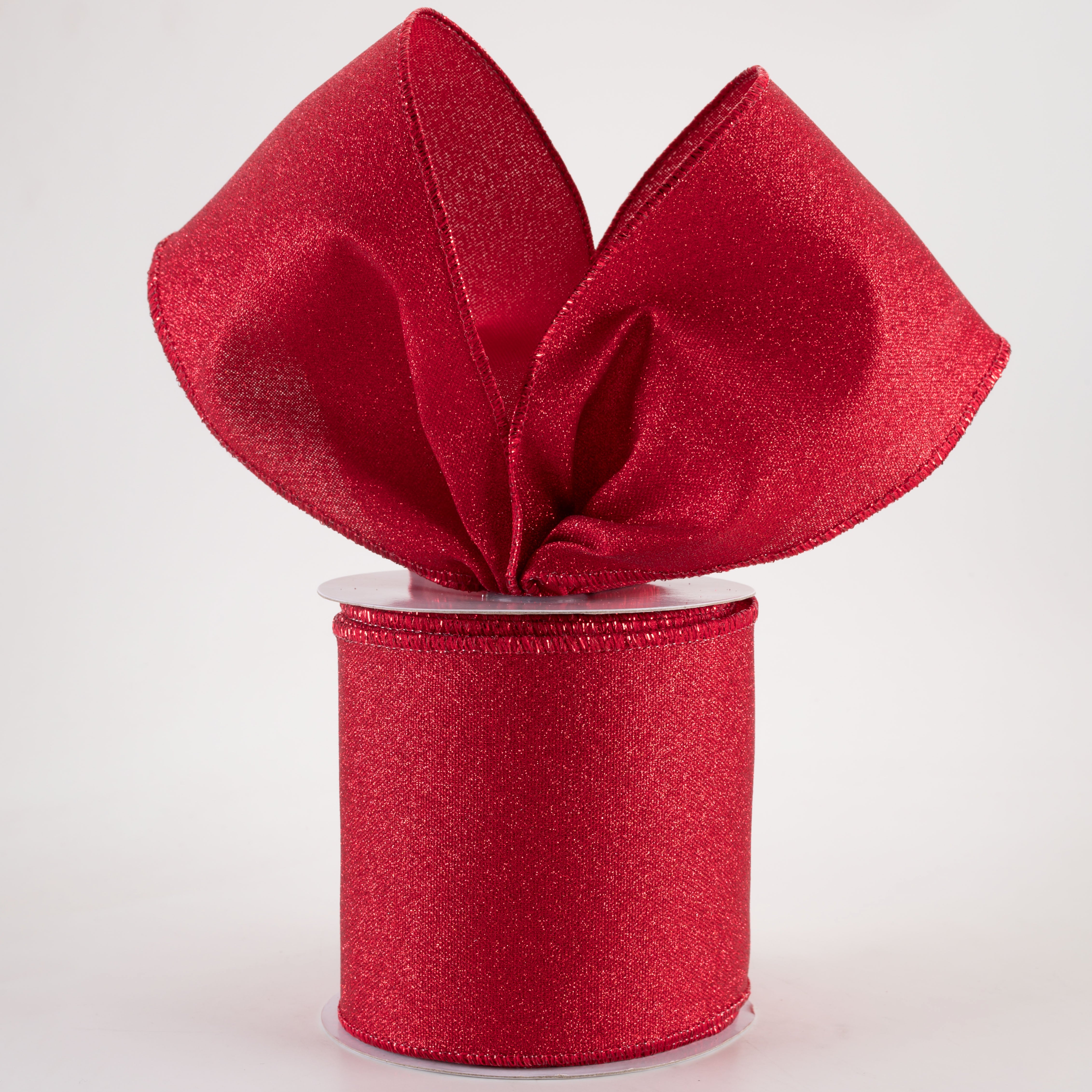 4" Fine Glitter on Royal Ribbon: Red (10 Yards) Lifestyle Photo