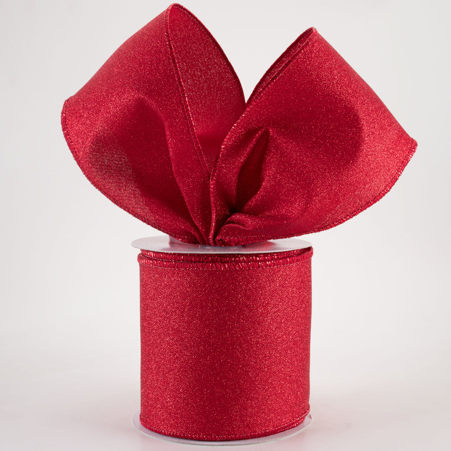4" Fine Glitter on Royal Ribbon: Red (10 Yards) Lifestyle Photo
