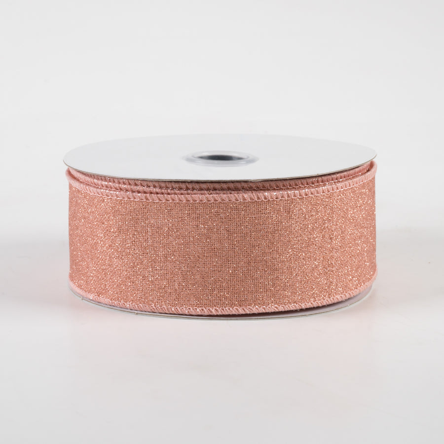 1.5" Fine Glitter on Royal Ribbon: Rose Gold (10 Yards)
