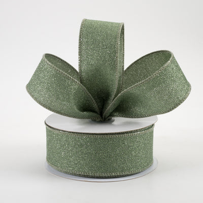 1.5" Fine Glitter on Royal Ribbon: Sage Green (10 Yards) Lifestyle Photo