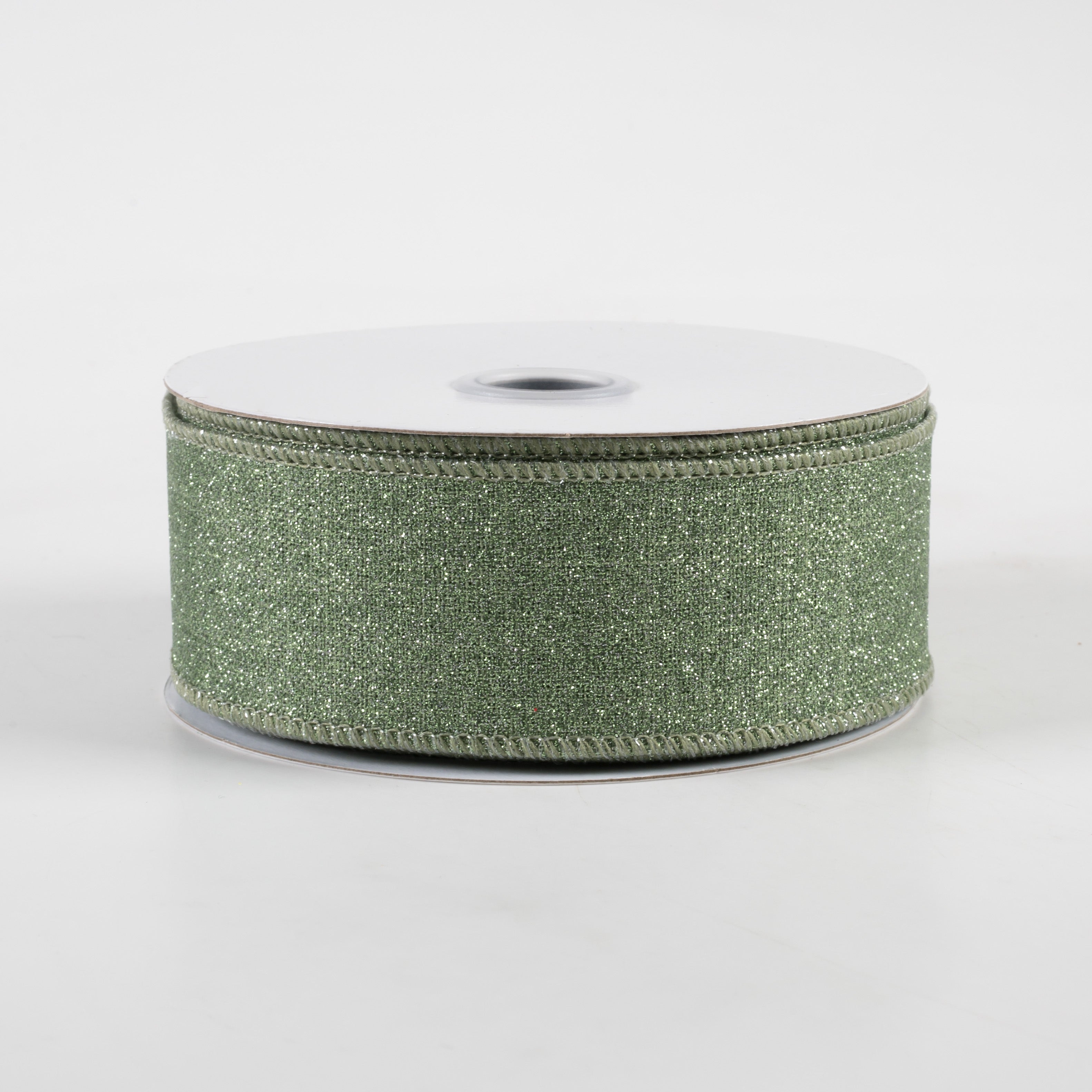 1.5" Fine Glitter on Royal Ribbon: Sage Green (10 Yards)