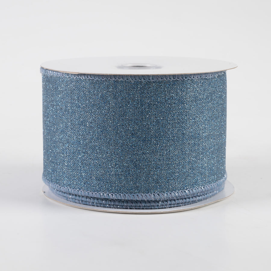2.5" Fine Glitter on Royal Ribbon: Smoke Blue (10 Yards)