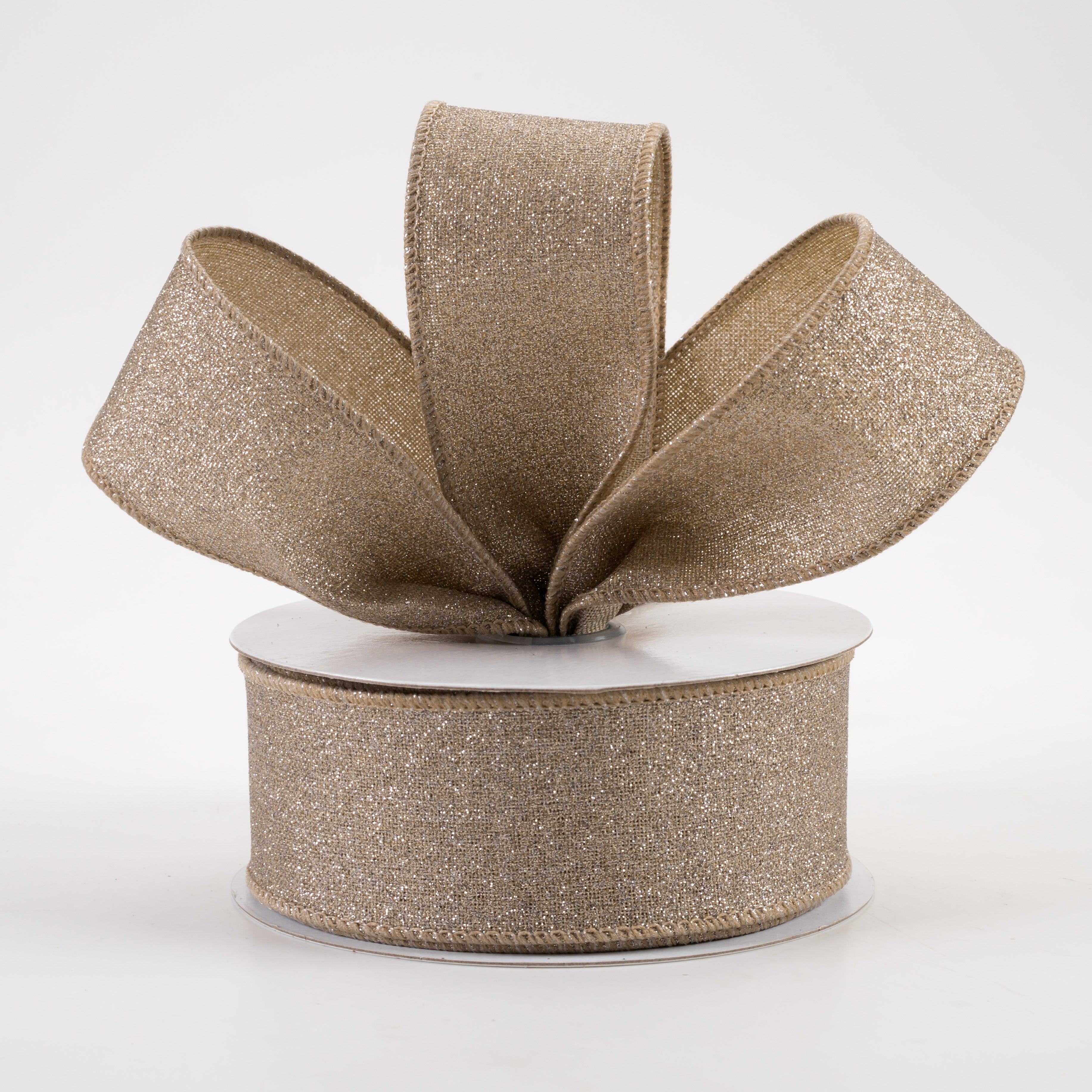 1.5" Fine Glitter on Royal Ribbon: Taupe (10 Yards) Lifestyle Photo
