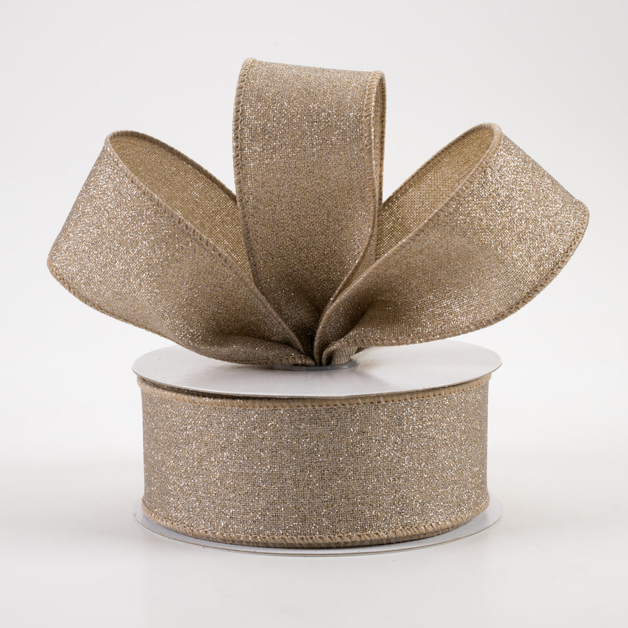 1.5" Fine Glitter on Royal Ribbon: Taupe (10 Yards) Lifestyle Photo