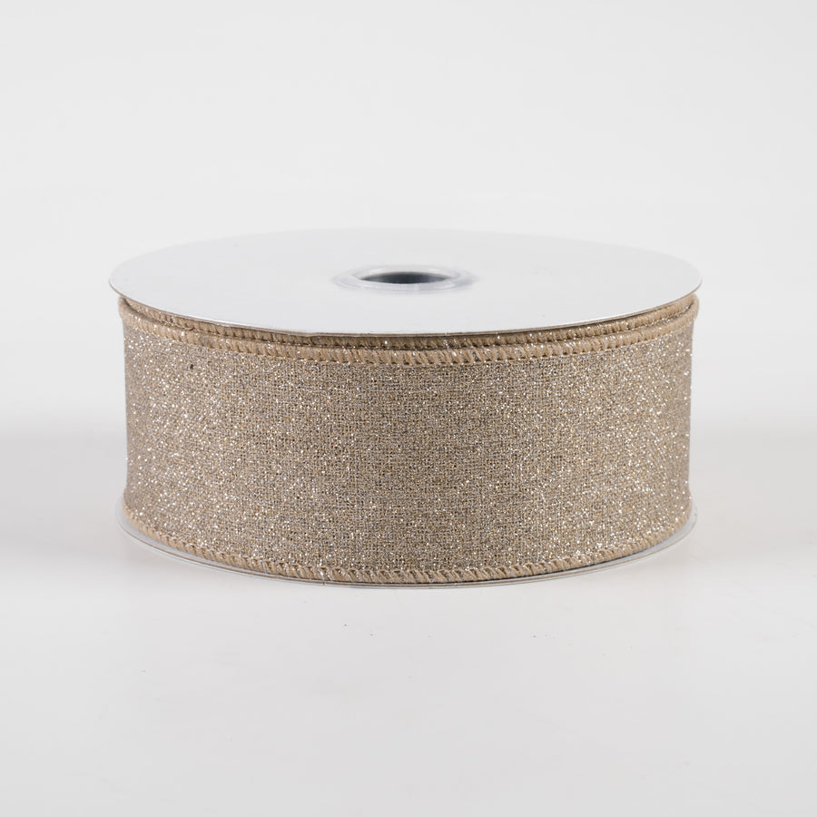 1.5" Fine Glitter on Royal Ribbon: Taupe (10 Yards)