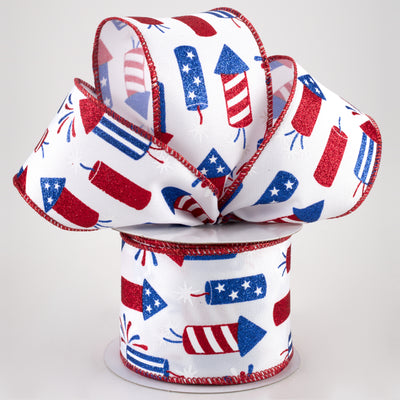 2.5" Firecrackers Ribbon: White, Red, Blue (10 Yards) Lifestyle Photo