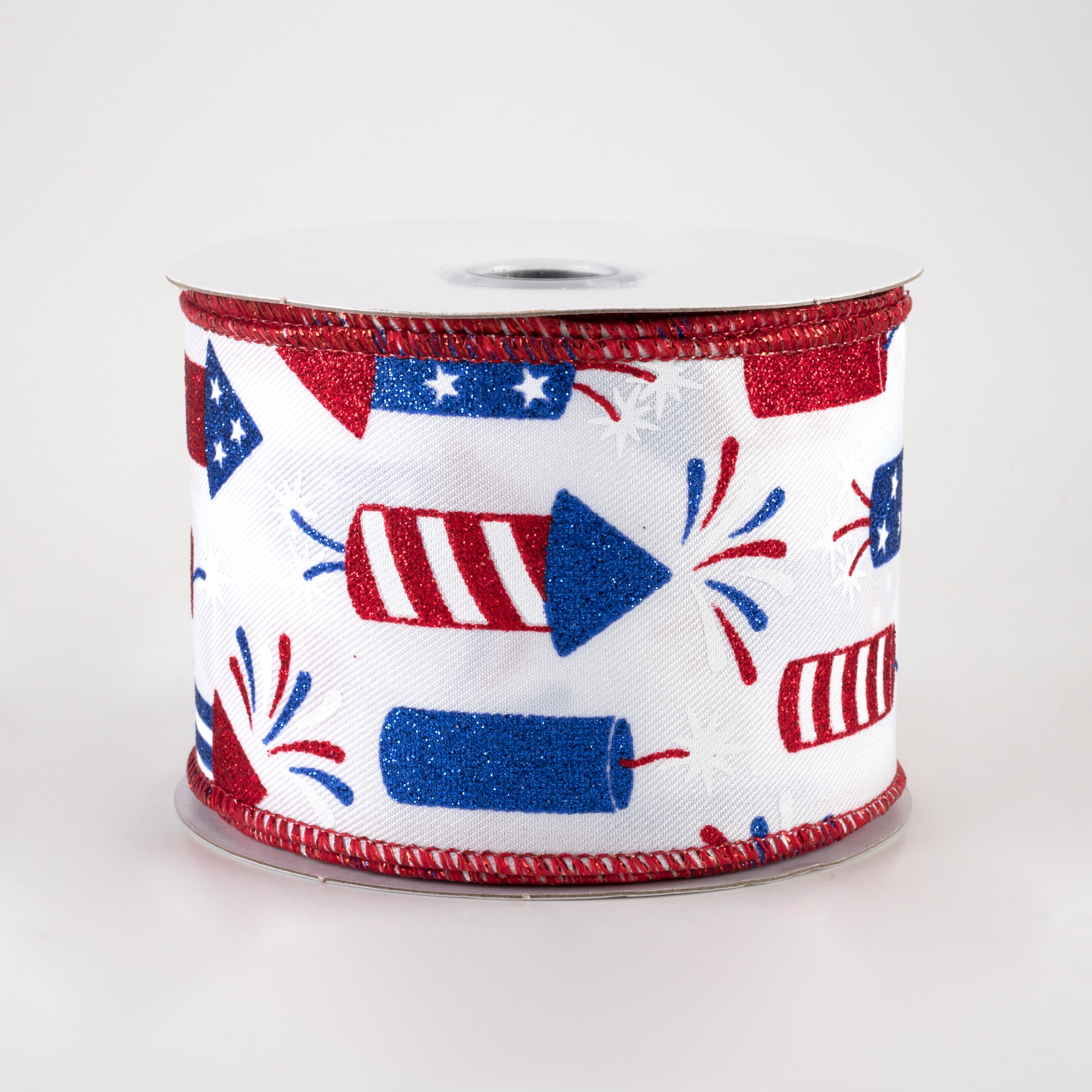 2.5" Firecrackers Ribbon: White, Red, Blue (10 Yards)