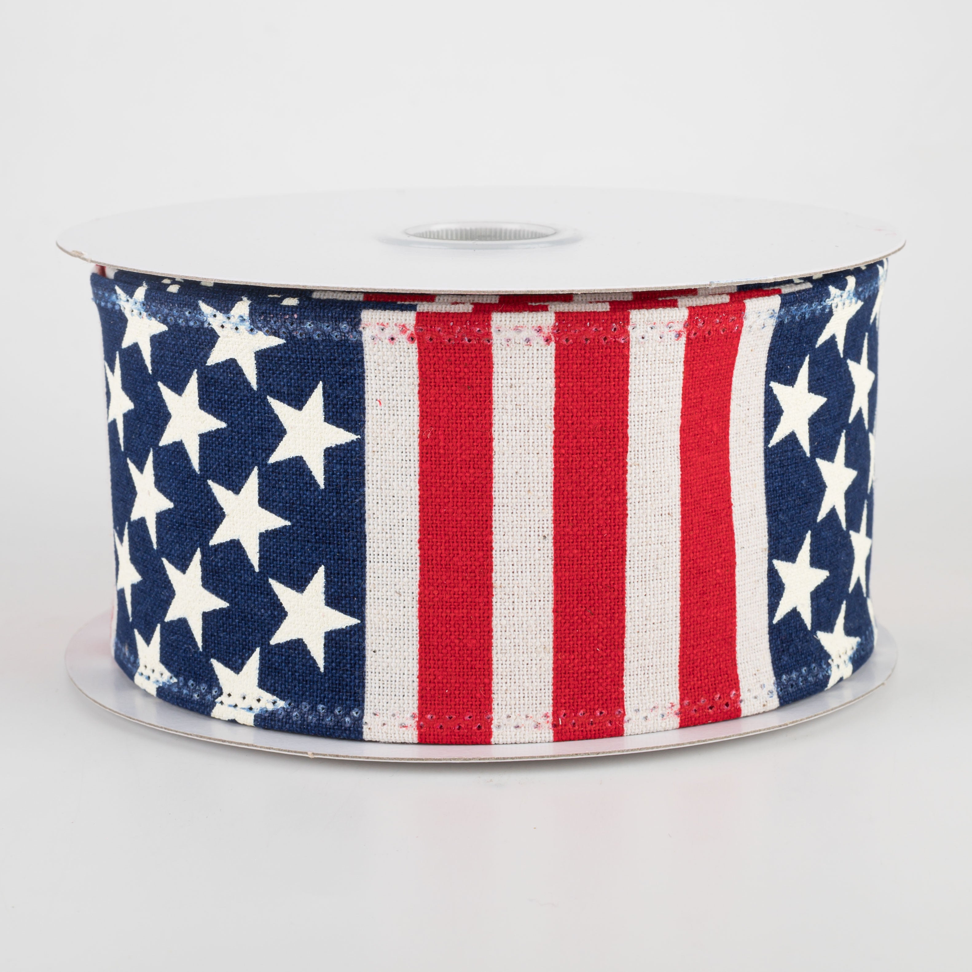 2.5" Flag Stripe Ribbon: Ivory, Red, White, Blue (10 Yards)