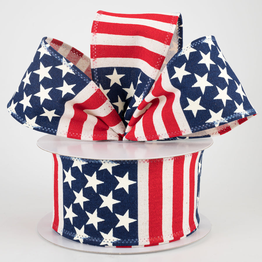 2.5" Flag Stripe Ribbon: Ivory, Red, White, Blue (10 Yards) Lifestyle Photo