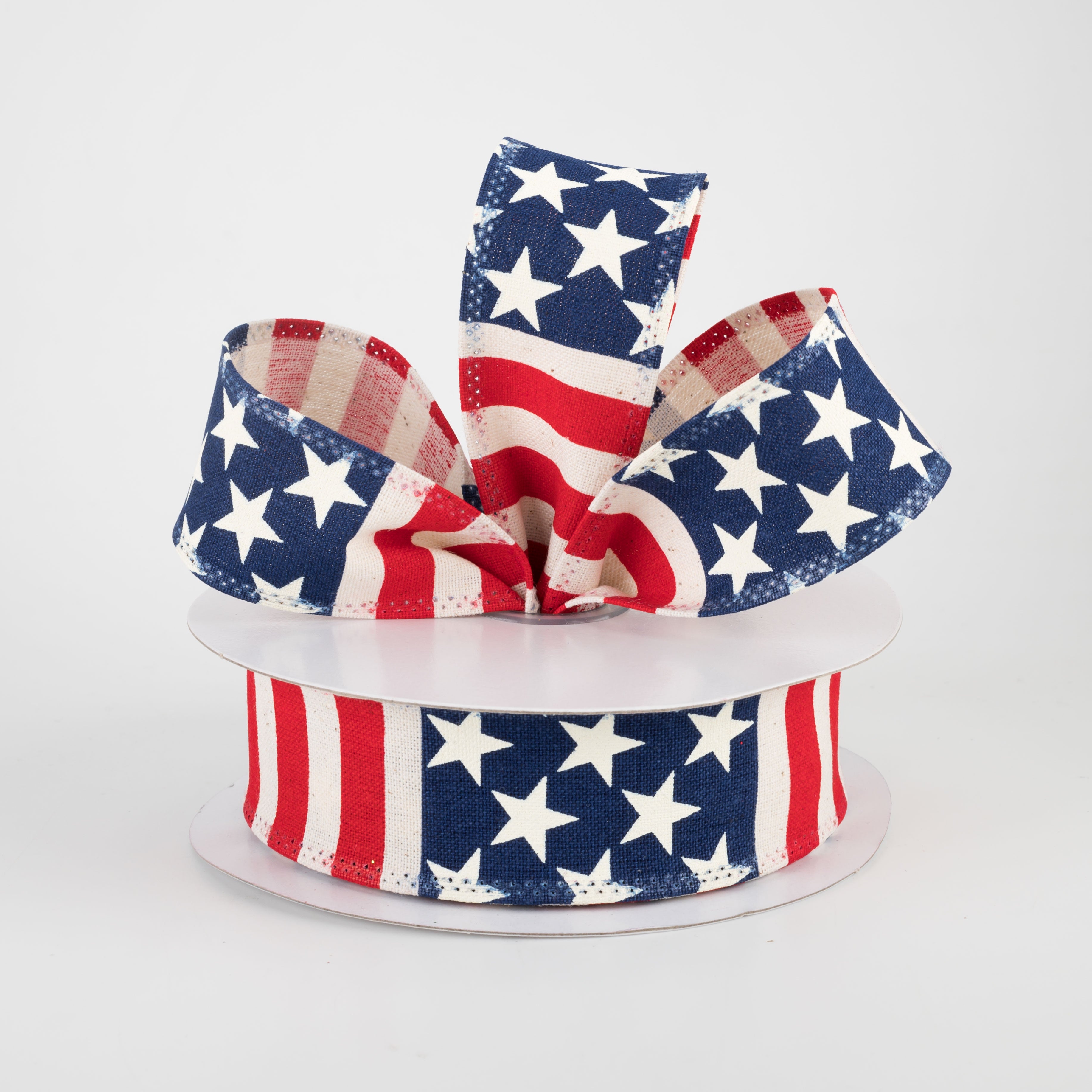 1.5" Flag Stripe Ribbon: Ivory, Red, White, Blue (10 Yards) Lifestyle Photo