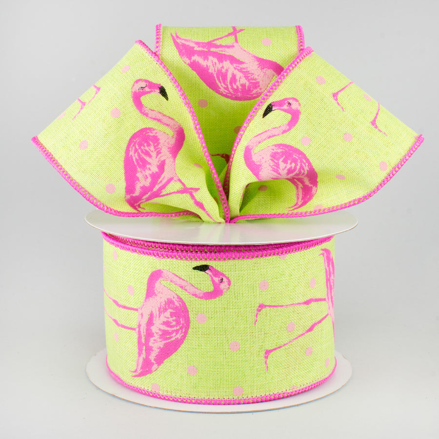 2.5" Flamingo Ribbon: Bright Green & Pink (10 Yards) Lifestyle Photo
