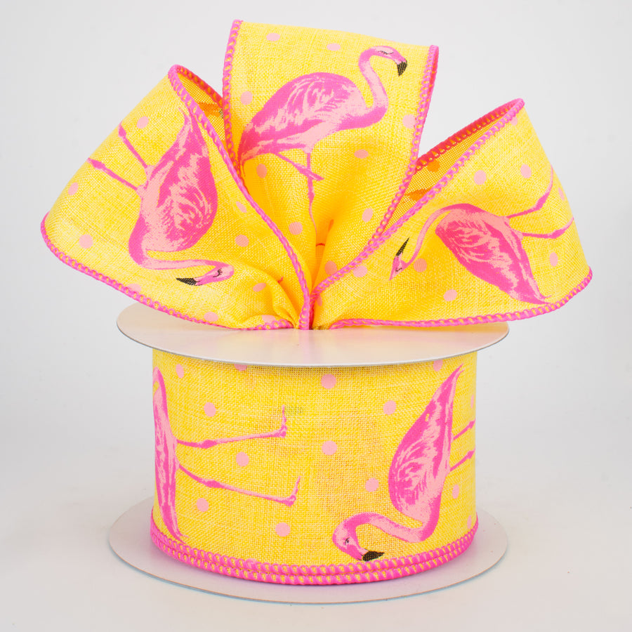 2.5" Flamingo Ribbon: Yellow & Pink (10 Yards) Lifestyle Photo