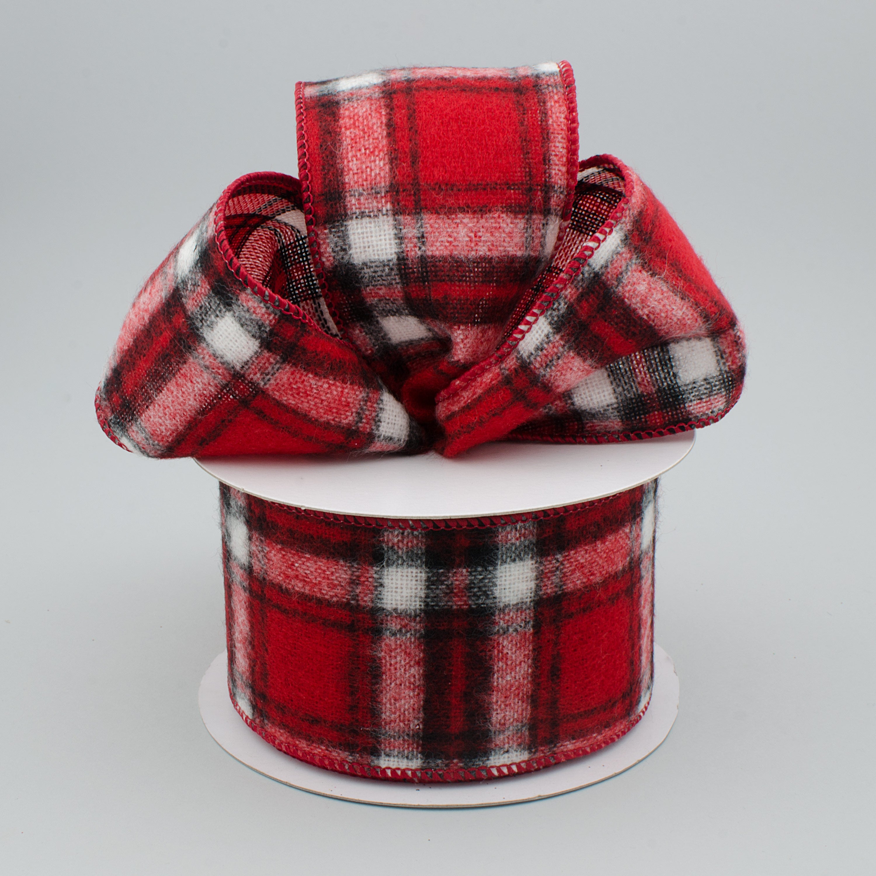 2.5" Flannel Plaid Ribbon: Red, Black, White (10 Yards) Lifestyle Photo