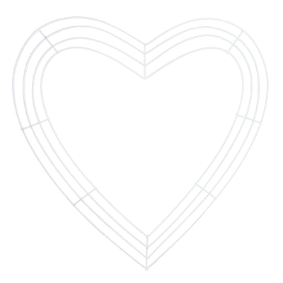 18" Flat Metal Wire Heart Wreath Frame: White Item Number: MD026127