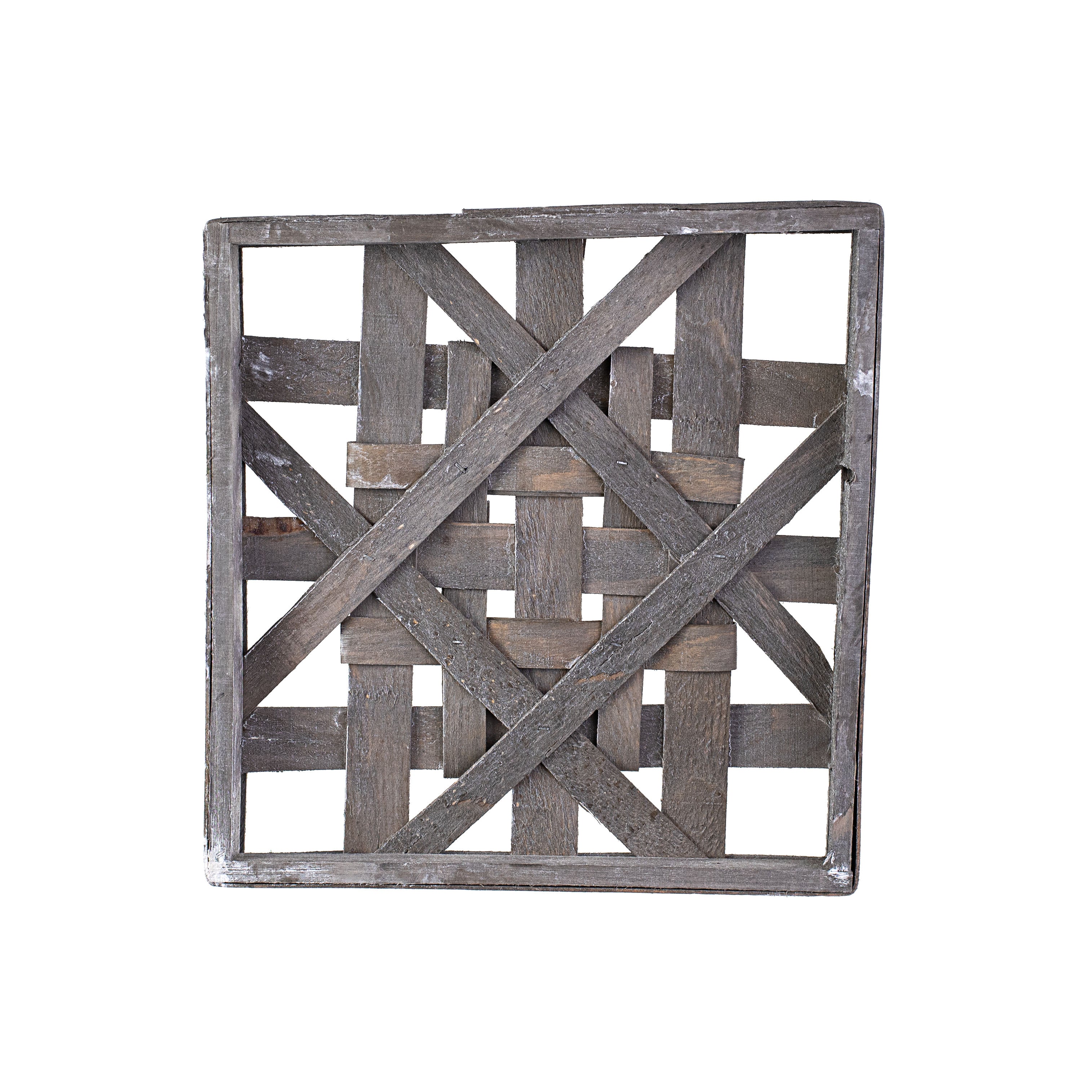 12" Flat Tobacco Basket: Square Grey Wash Item Number: M10536