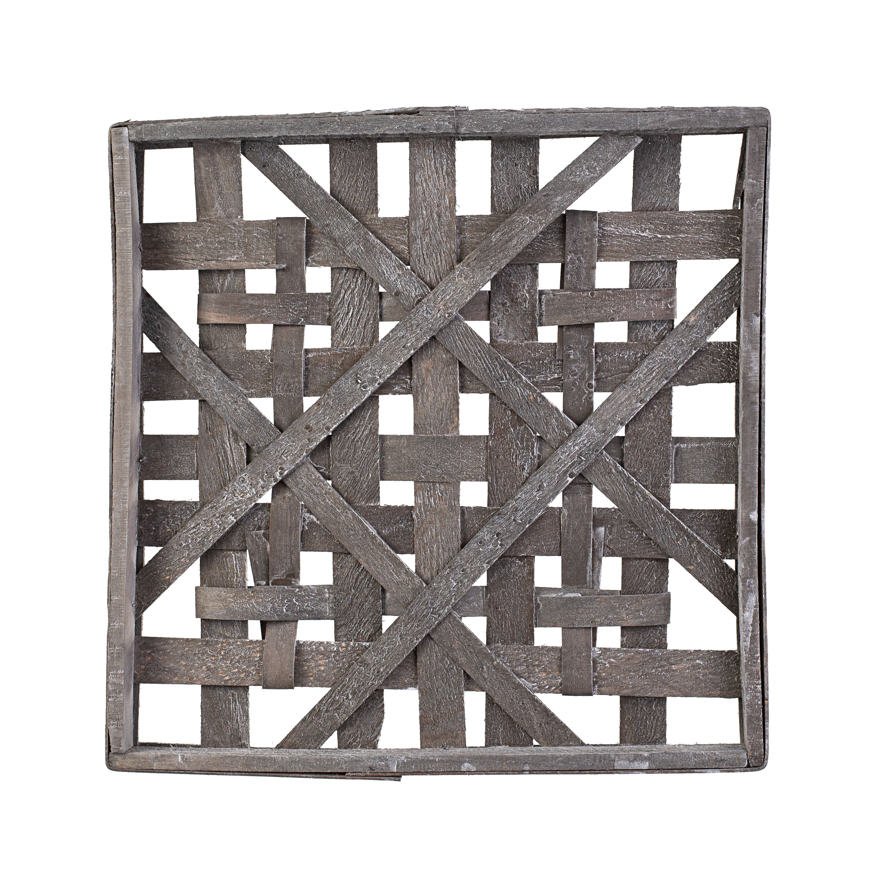 16" Flat Tobacco Basket: Square Grey Wash Item Number: M10537