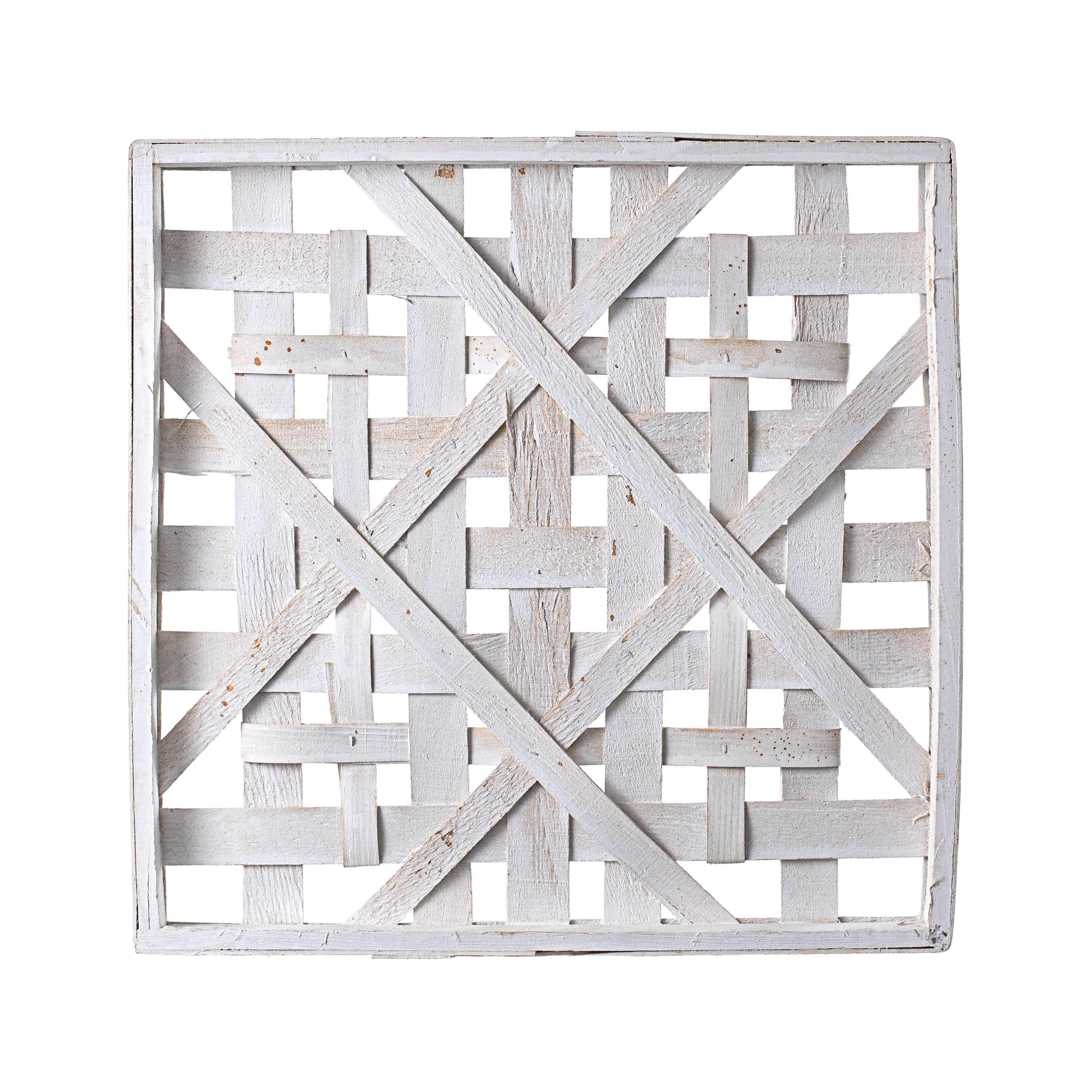 16" Flat Tobacco Basket: Square White Wash Item Number: M10527