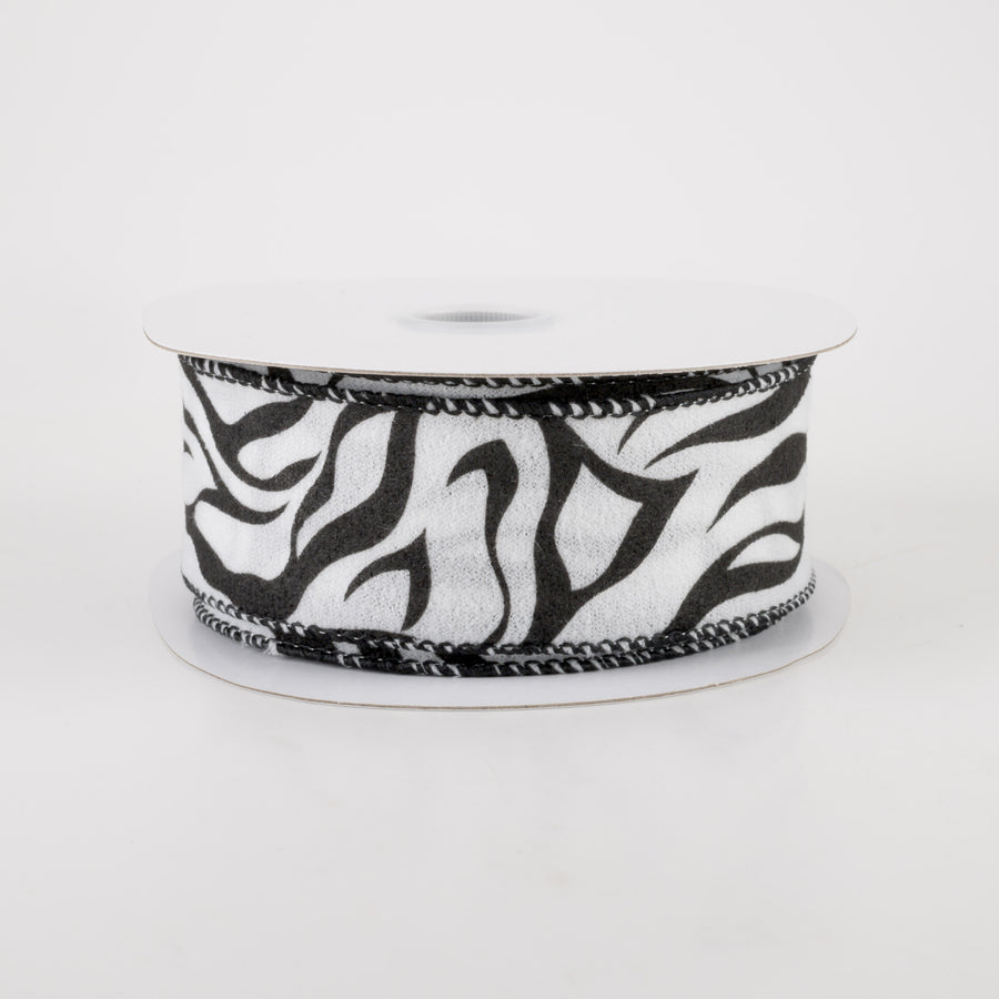 1.5" Fleece Animal Zebra Print Ribbon (10 Yards)