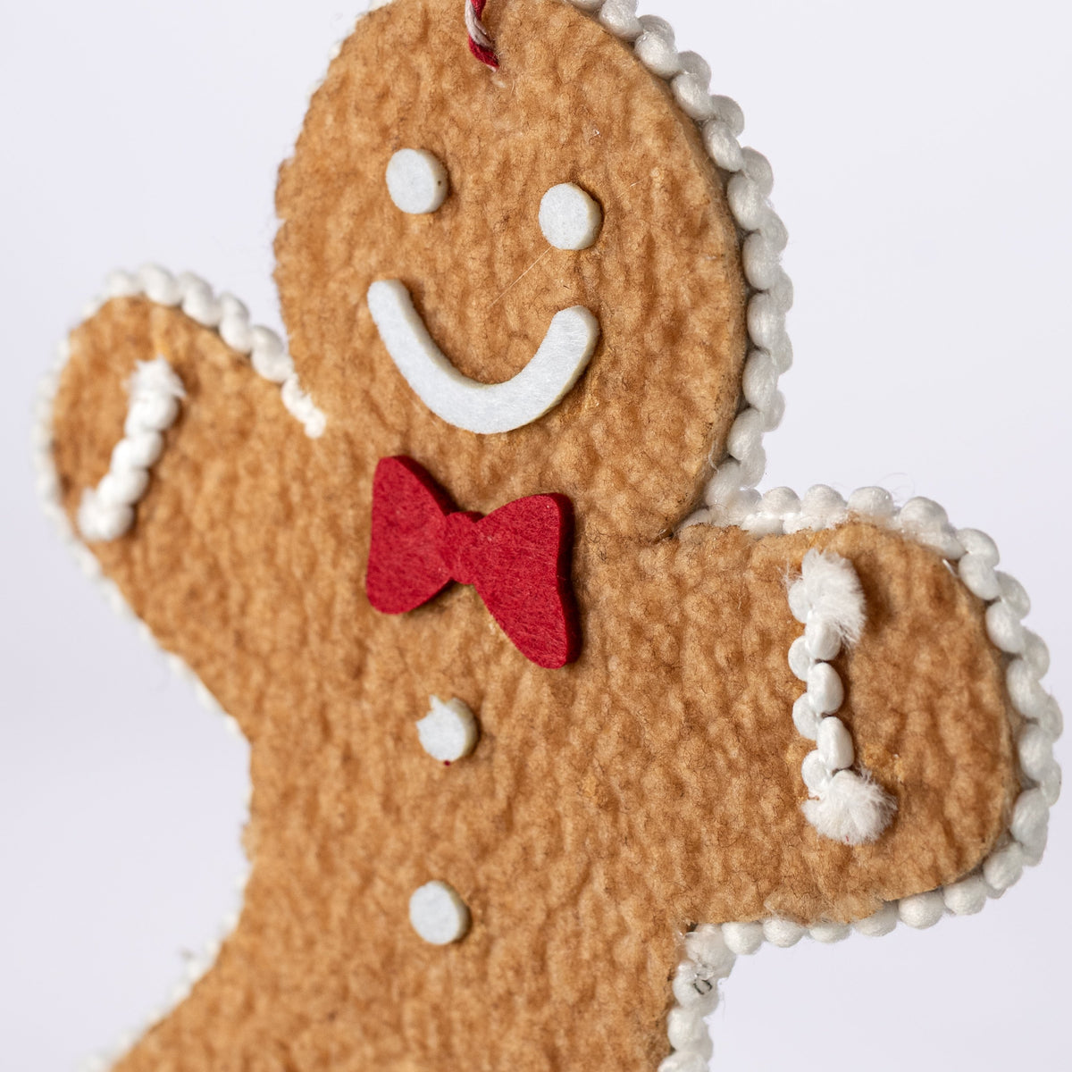 9" Fleece Gingerbread Man Ornament detail photo 3