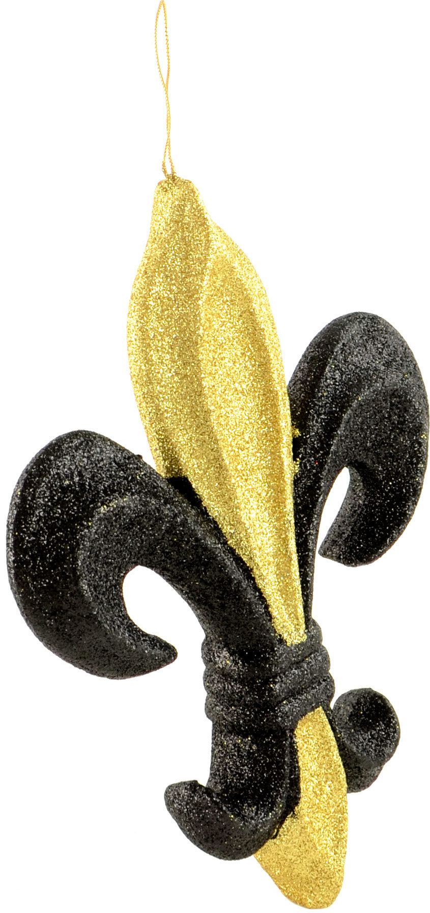10" Fleur de Lis Ornament: Black & Gold Glitter detail photo 3