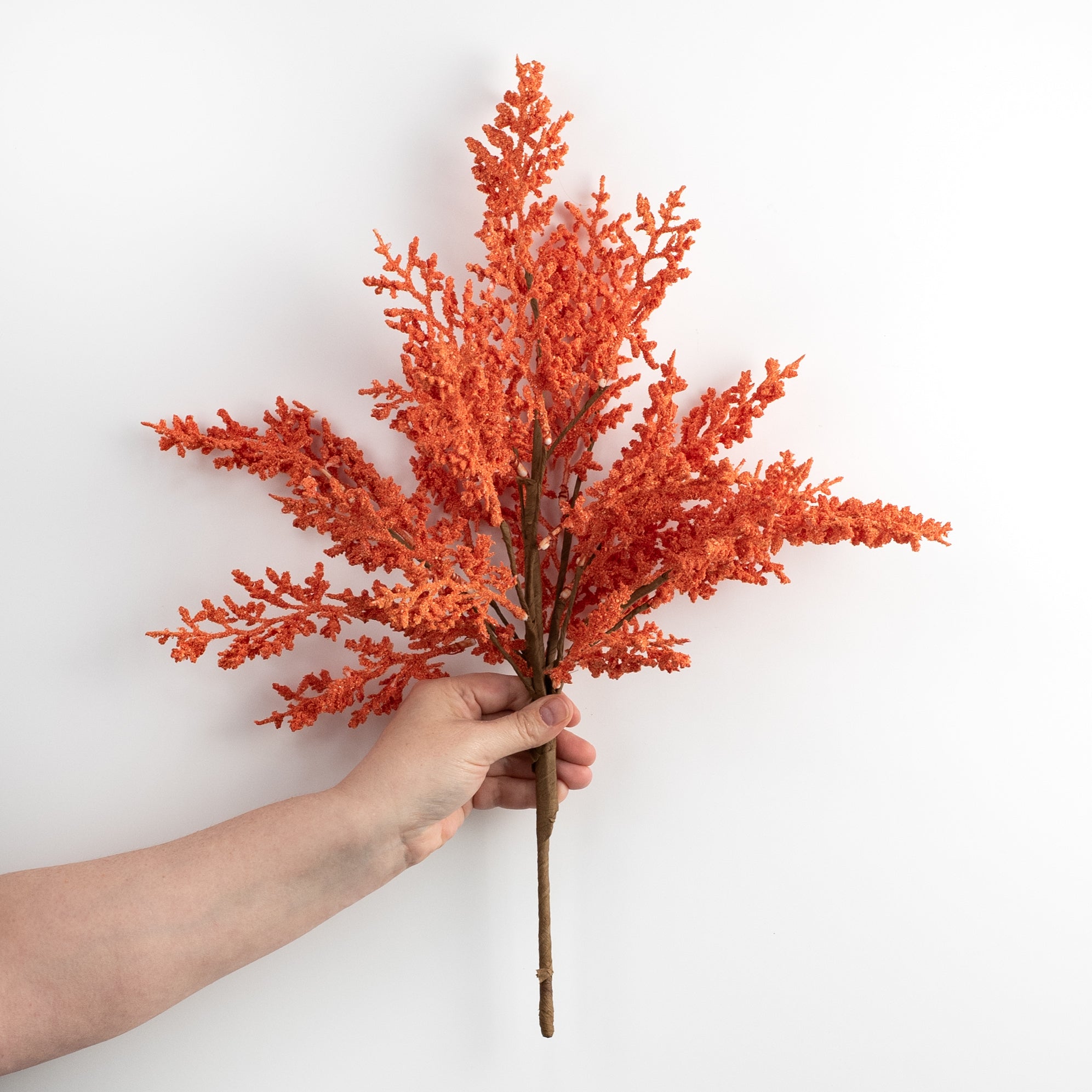 22" Flocked Cedar Bush: Rust Orange detail photo 3