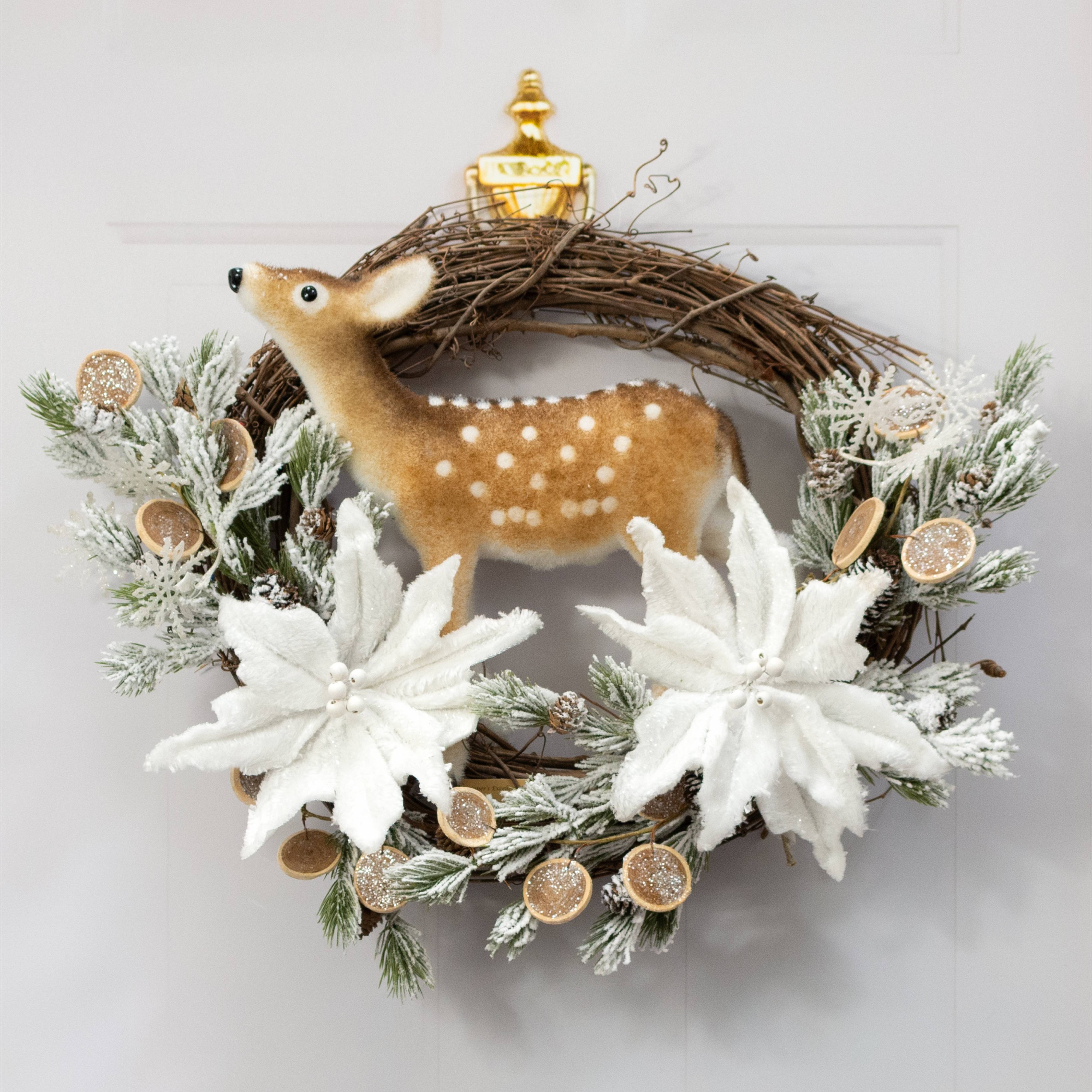 15" Flocked Deer Figurine Lifestyle Photo