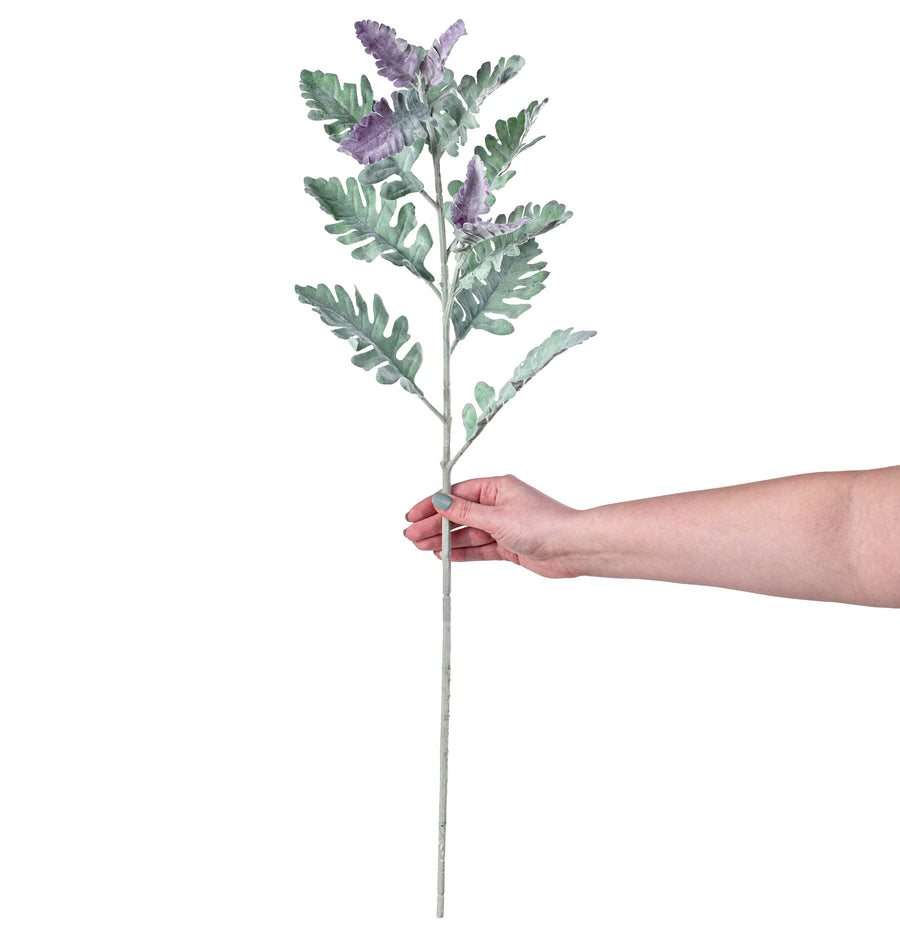 29" Flocked Dusty Miller Spray detail photo 3