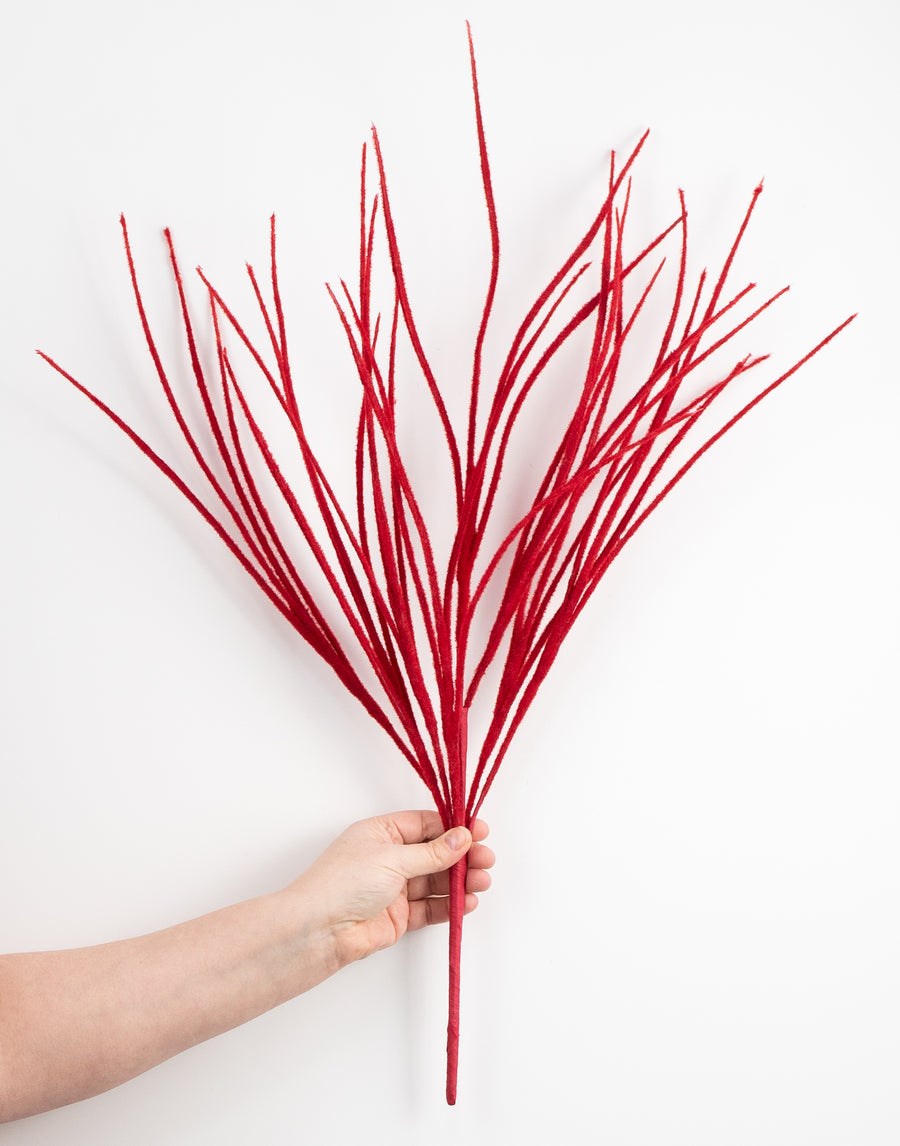 27" Flocked Grass Bush: Red detail photo 3