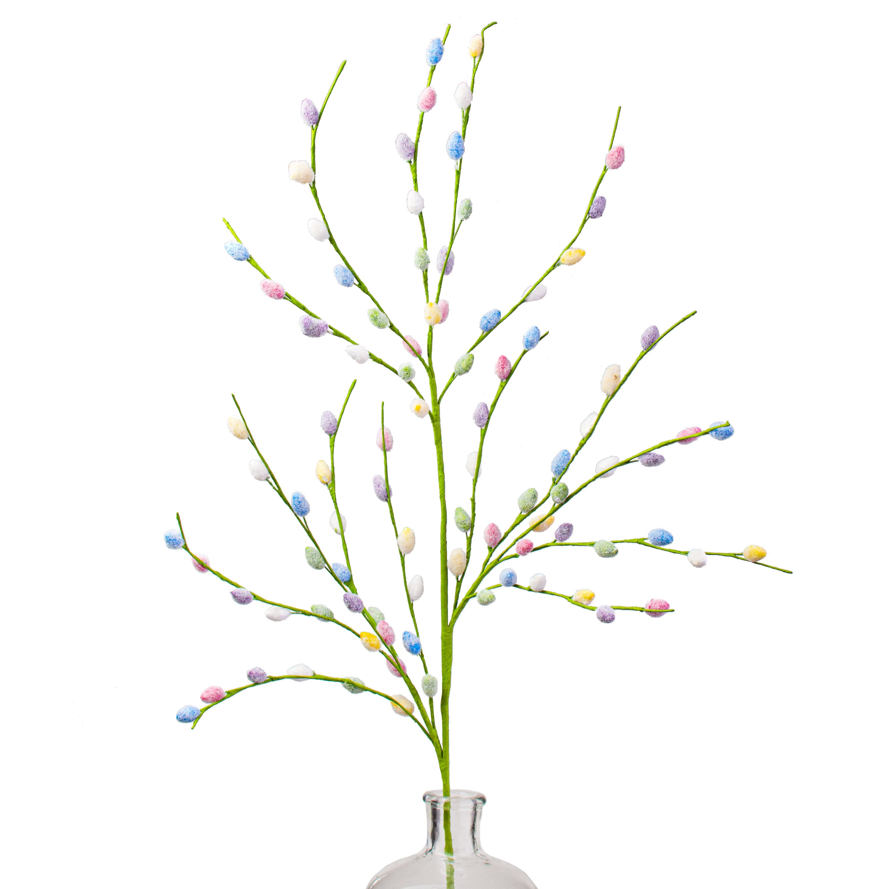 34" Flocked Oval Bead Wispy Spray: Spring Multicolor Item Number: HE4125