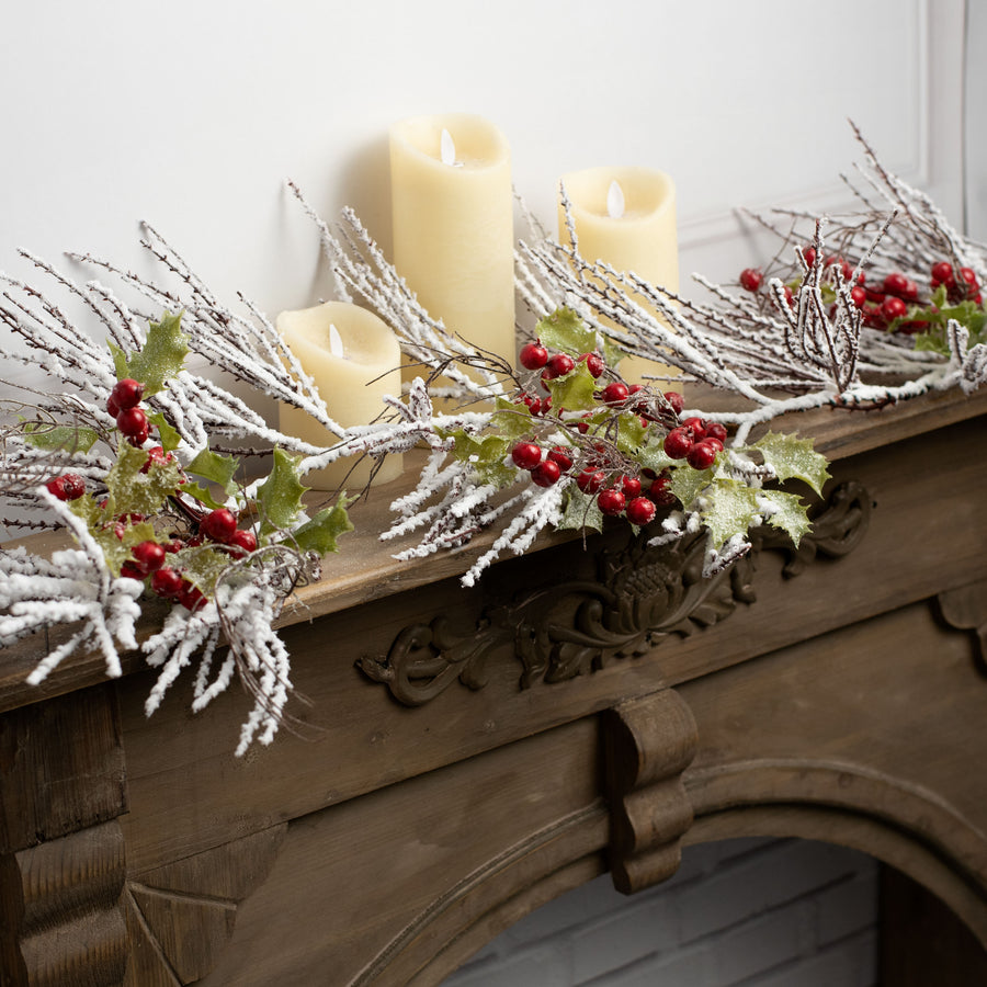 5' Flocked Pine Garland Lifestyle Photo