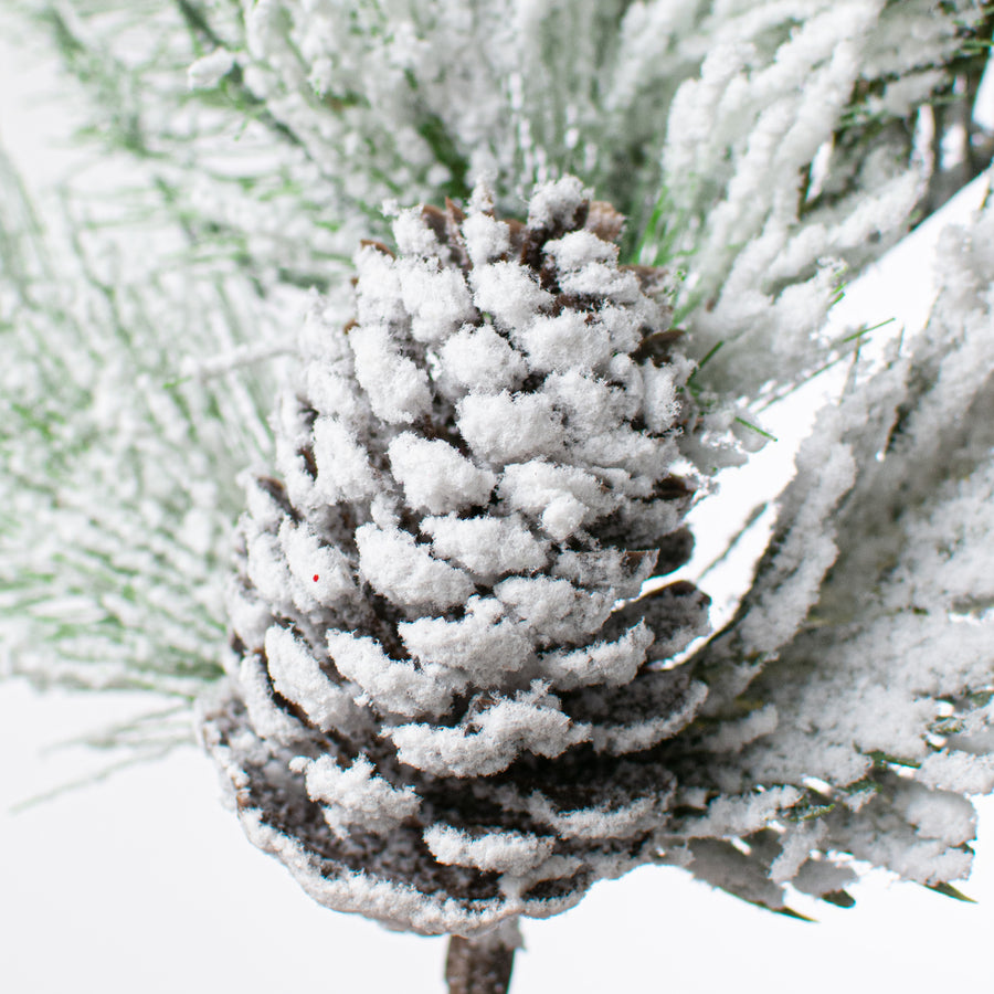 18" Flocked Pine Pick detail photo 4