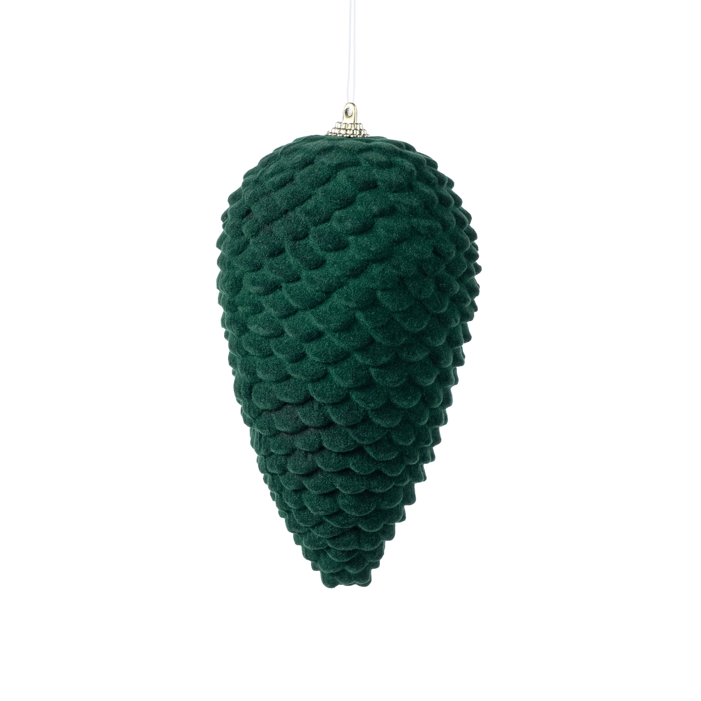 6" Flocked Pinecone Ornament: Dark Green Item Number: 32249-DK.GN