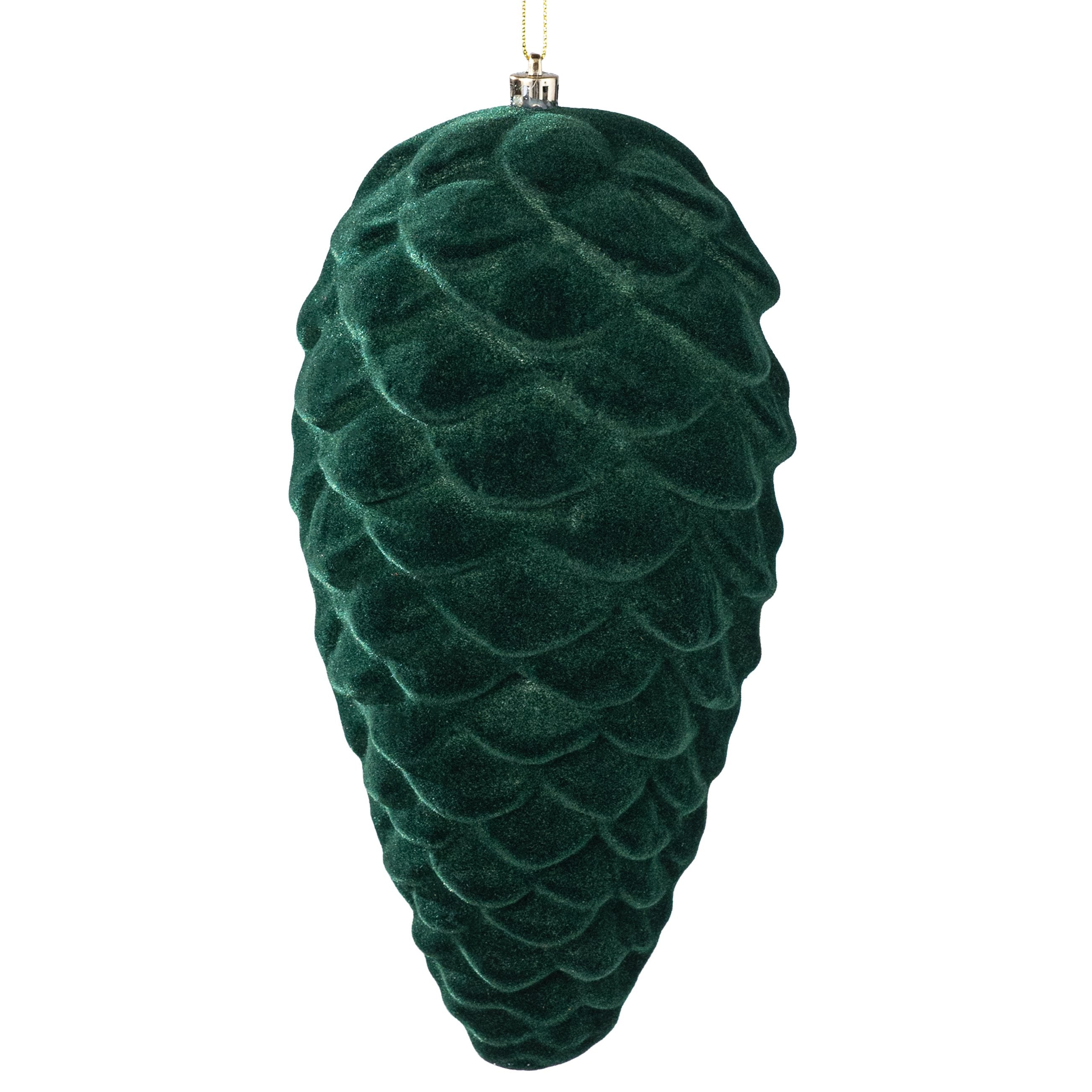 9" Flocked Pinecone Ornament: Dark Green Item Number: 86923GN