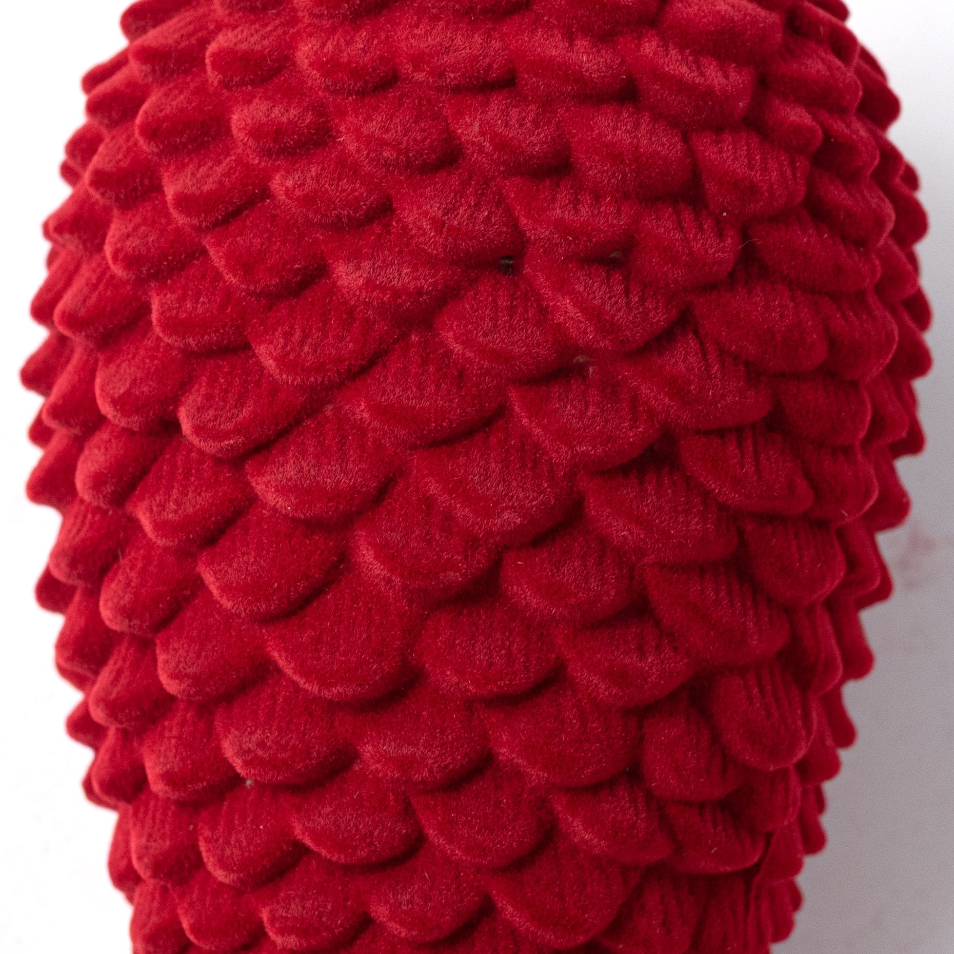 6" Flocked Pinecone Ornament: Red detail photo 3