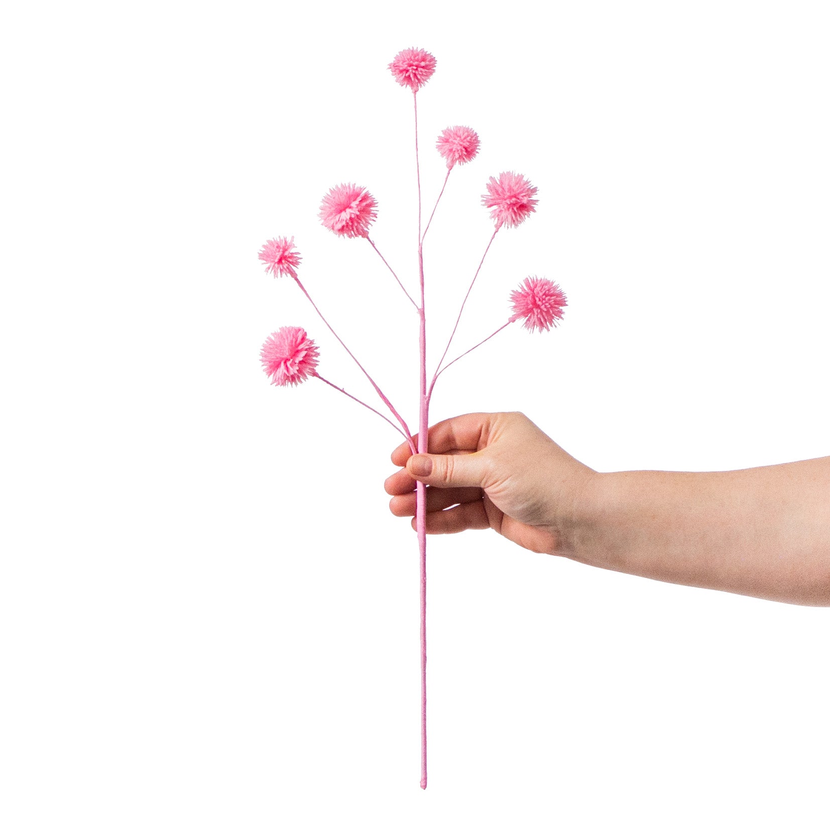 19" Flocked Pom Pom Spray: Pink detail photo 3