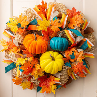 7" Flocked Pumpkin: Yellow Lifestyle Photo