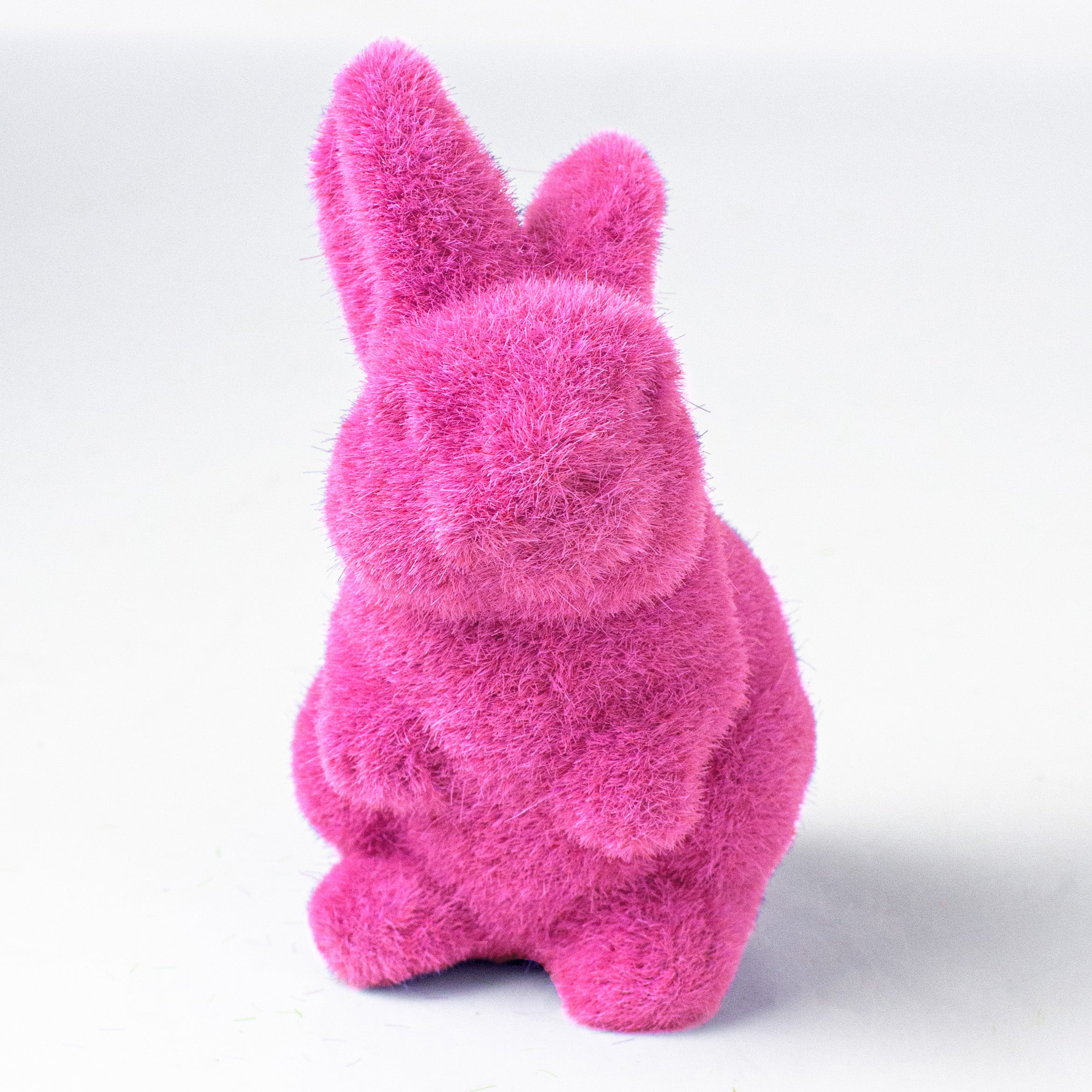 6" Flocked Sitting Rabbit: Fuchsia detail photo 3