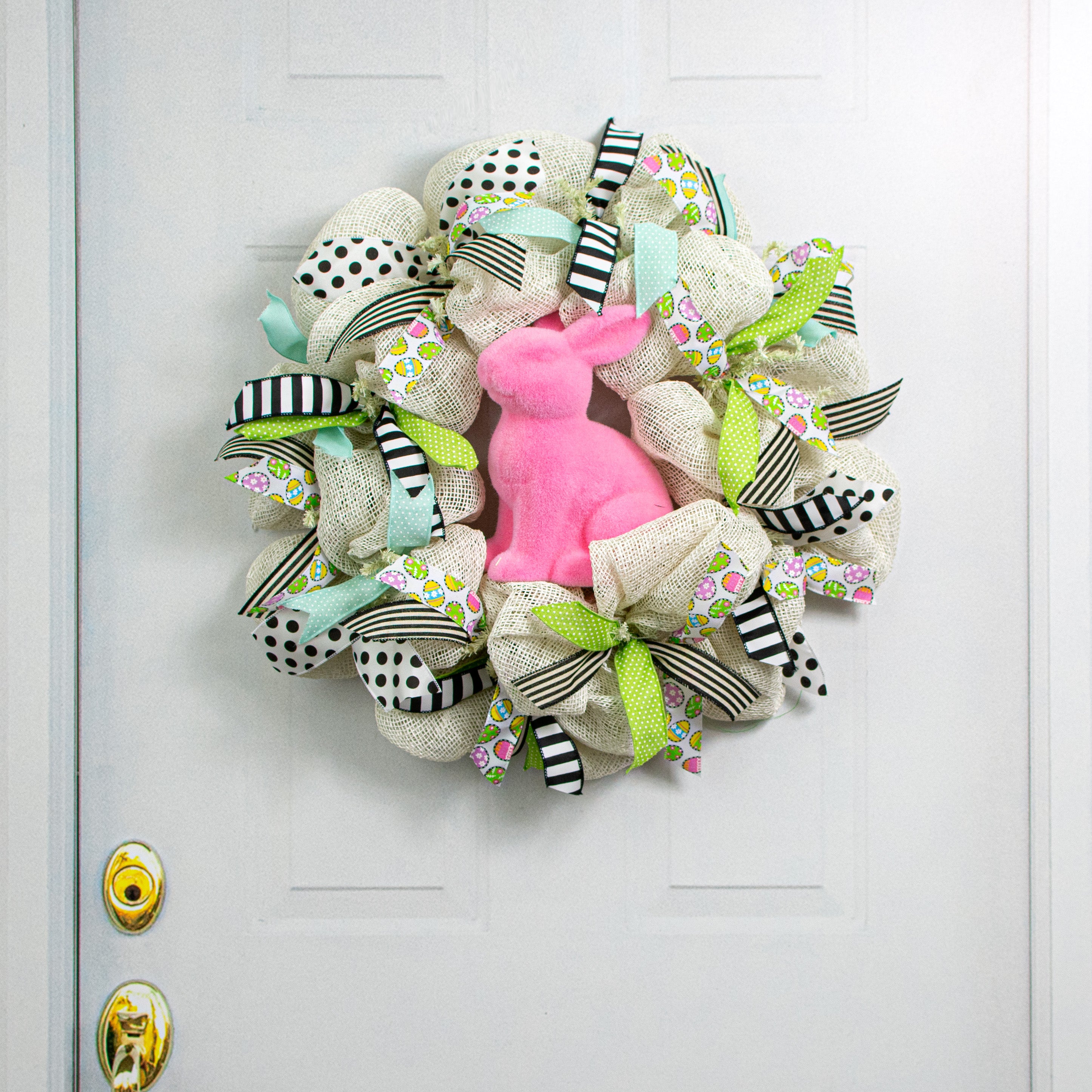 10" Flocked Sitting Rabbit: Pink Lifestyle Photo