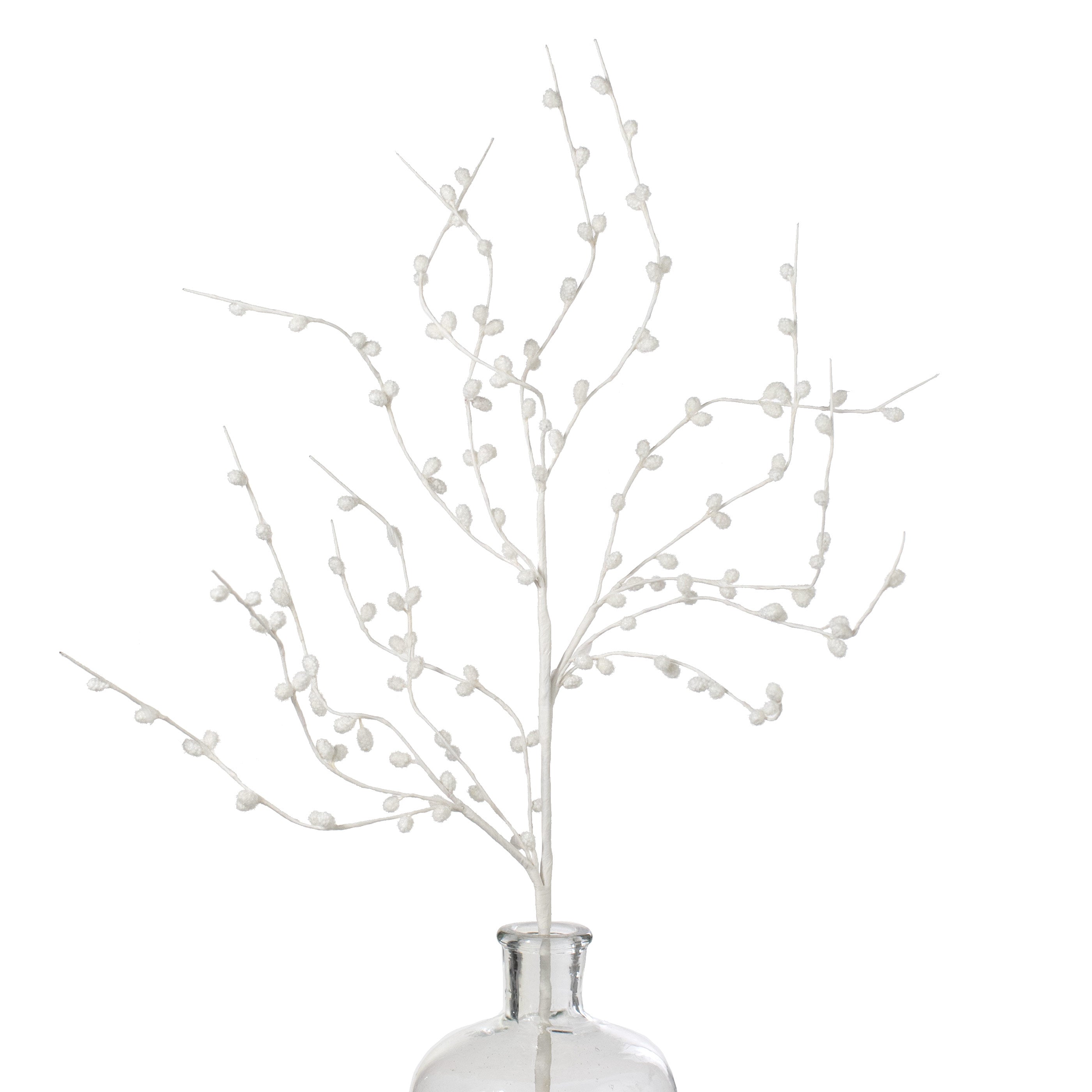 28" Flocked Snowball Curl Spray: White Item Number: XS6157