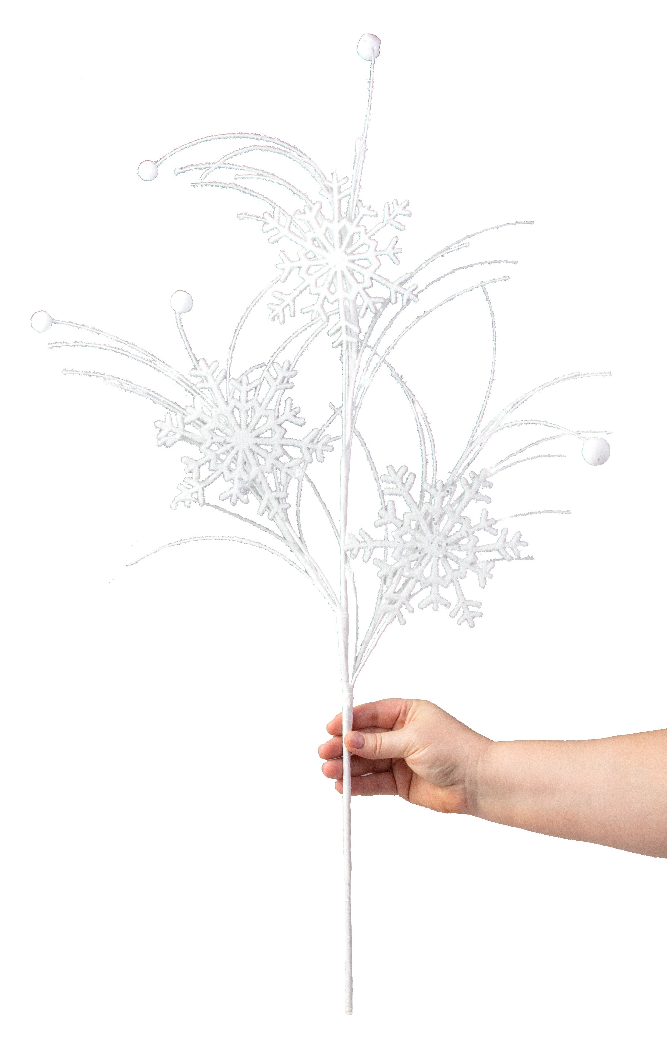 28" Flocked Snowflake Spray detail photo 3