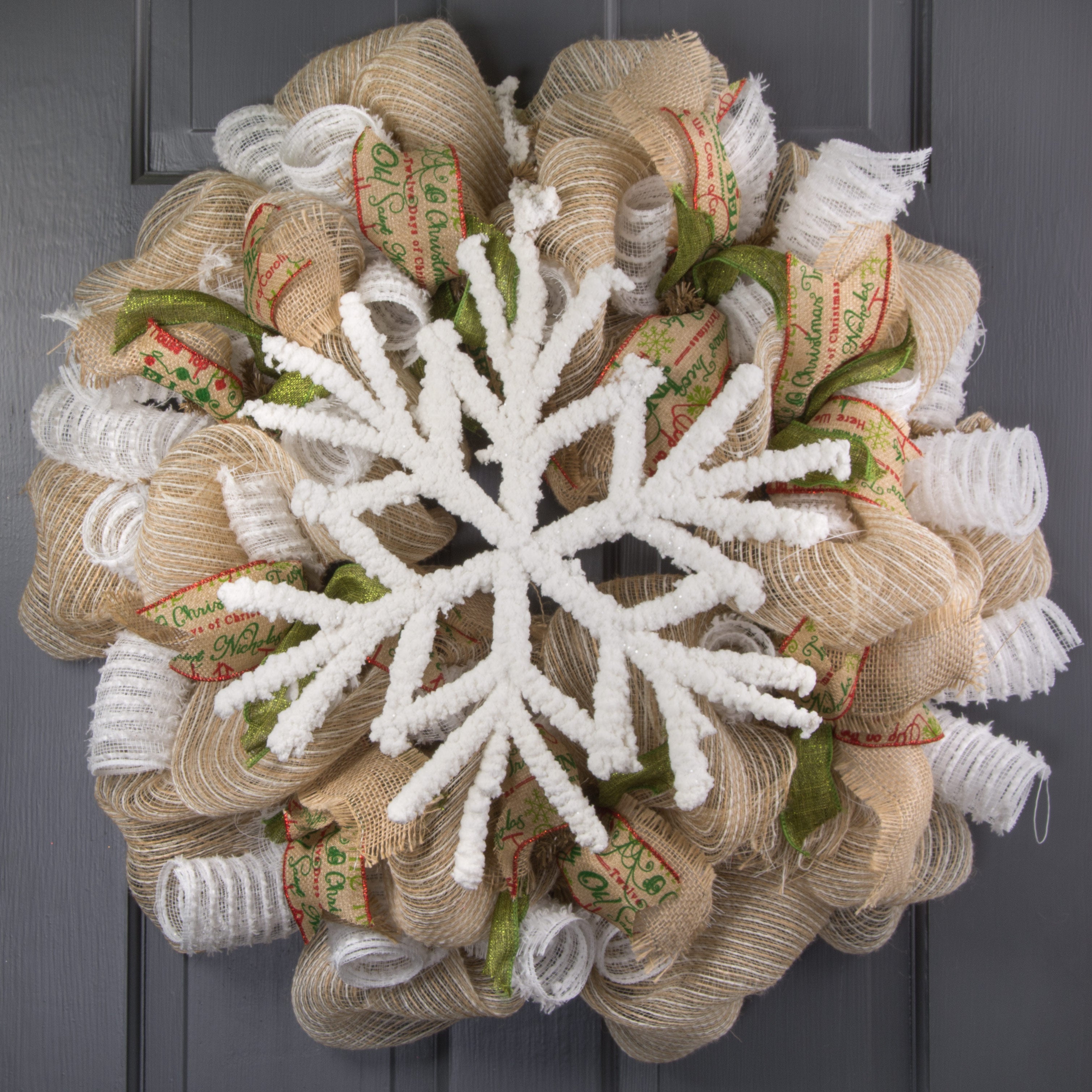 15" Flocked Snowflake Twig Ornament: White With Mica Lifestyle Photo